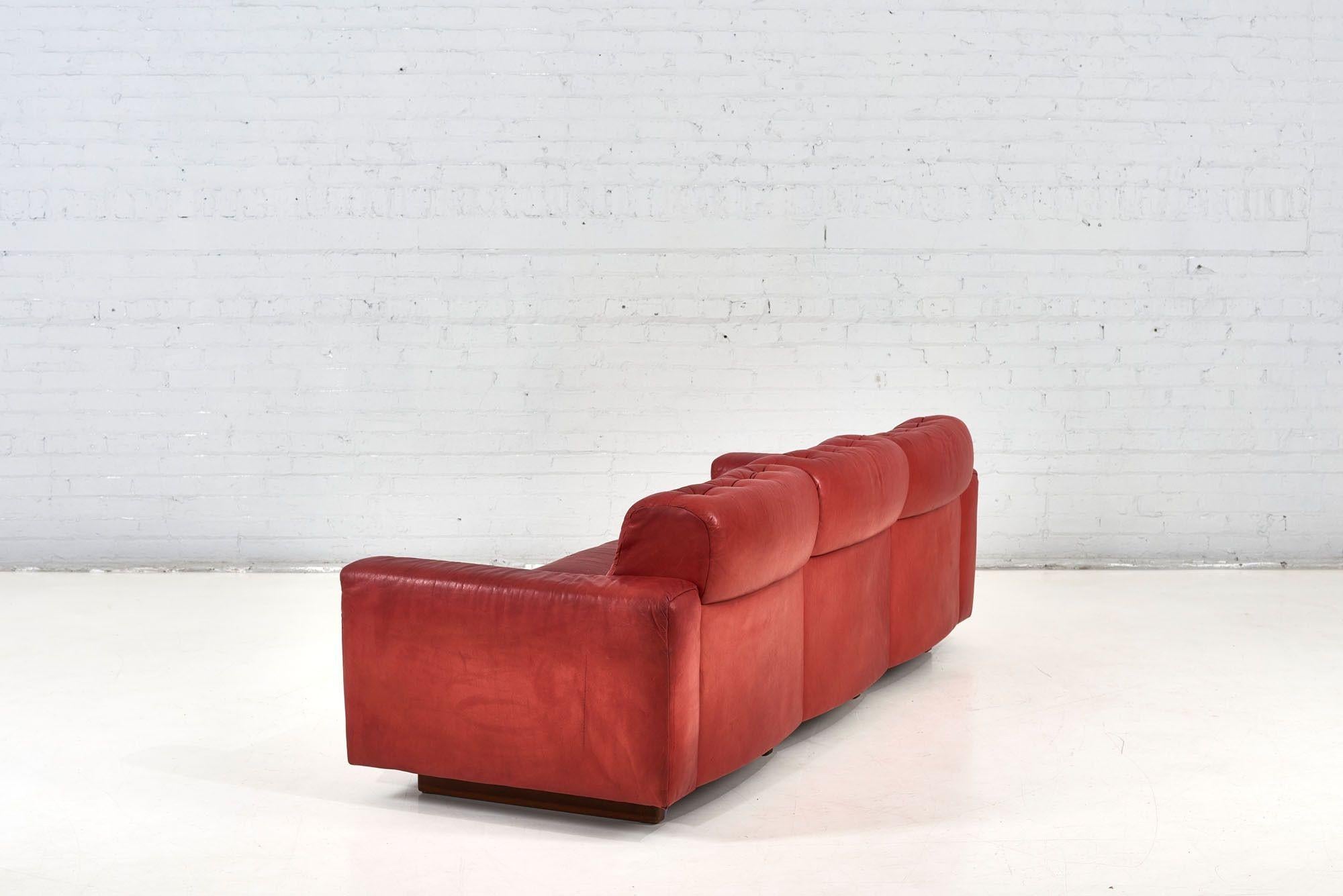 American De Sede DS-40 Red Leather Sofa, 1970