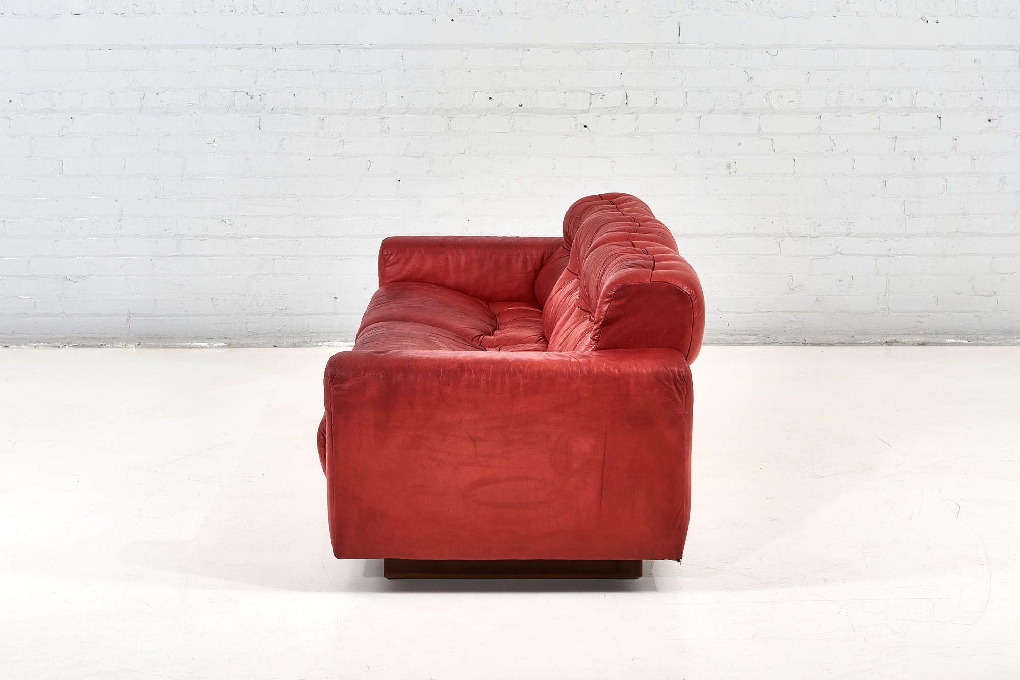 Late 20th Century De Sede DS-40 Red Leather Sofa, 1970