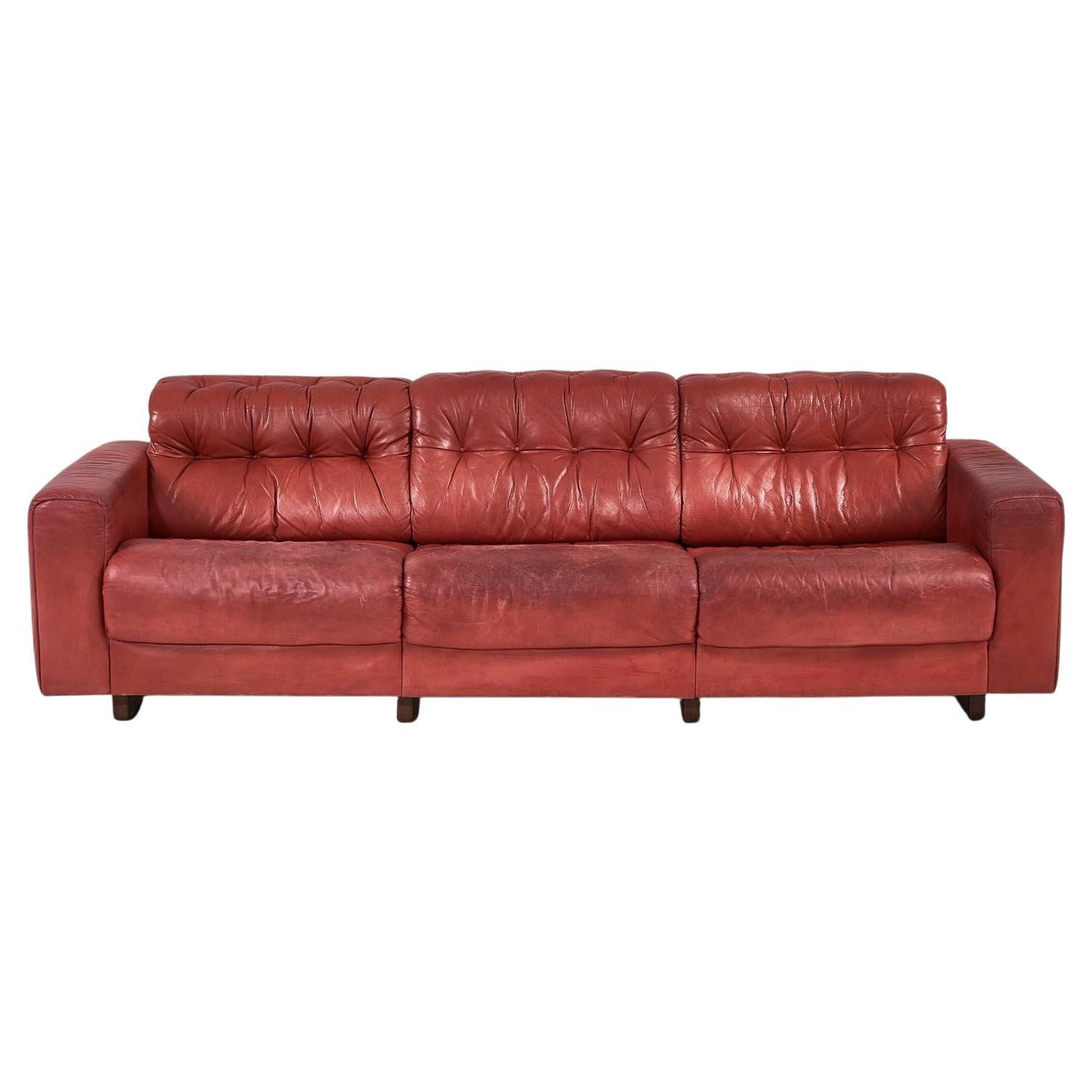 De Sede DS-40 Red Leather Sofa, 1970