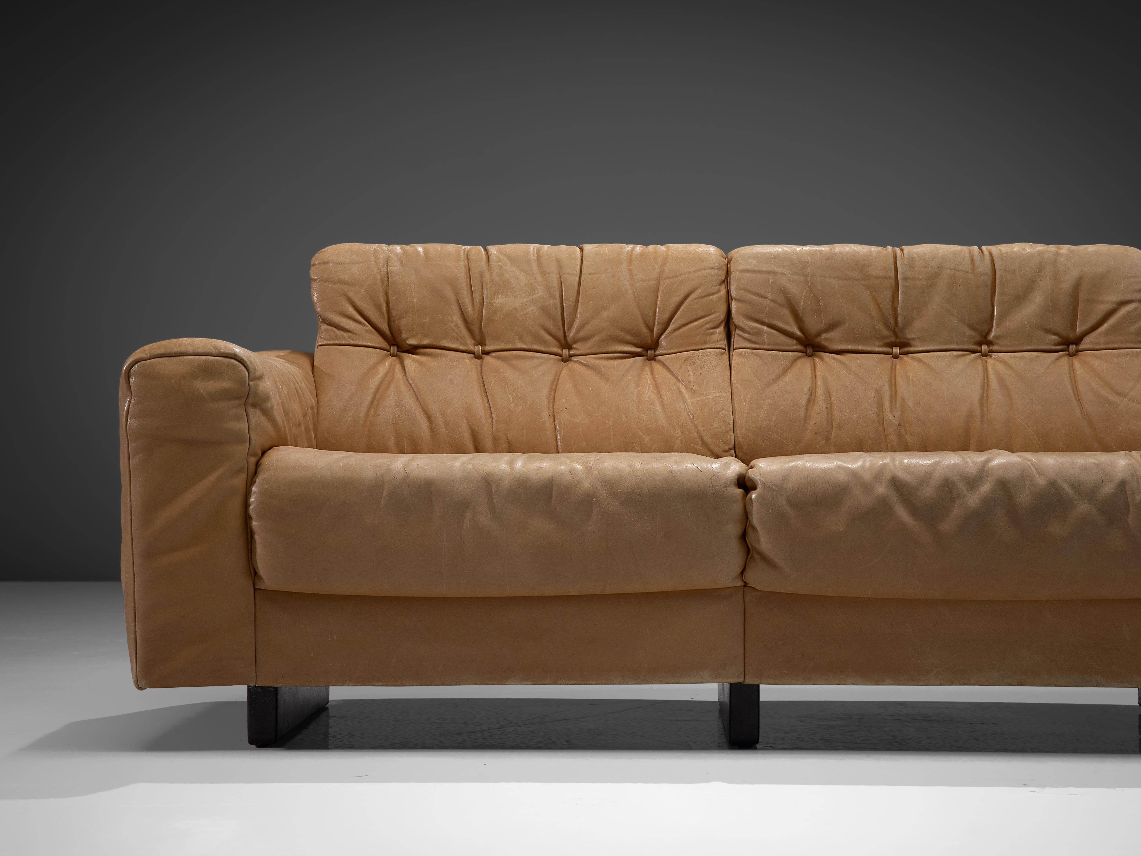 Swiss De Sede 'DS-40' Three-Seat Sofa in Cognac Leather