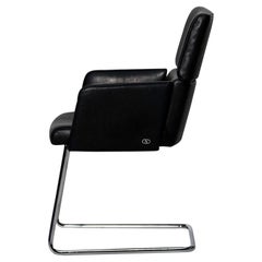De Sede DS-414/52 Cantilevered Armchair in Black Leather by De Sede Design Team
