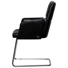 De Sede DS-414/62 Cantilevered Armchair in Black Leather by De Sede Design Team