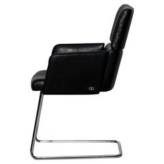 De Sede DS-414/62 Cantilevered Armchair in Black Leather by De Sede Design Team