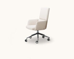 De Sede DS-414 Swivel Base Armchair in White Upholstery by De Sede Design Team