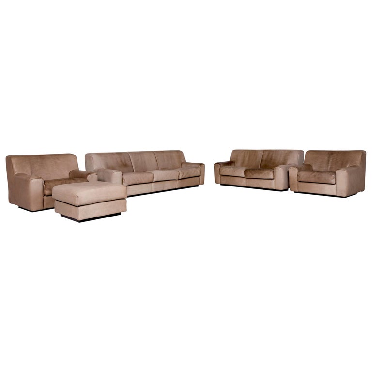 De Sede DS 42 Leder Sofa Garnitur Braun 1x Dreisitzer 1x Zweisitzer 1x  Sessel For Sale at 1stDibs