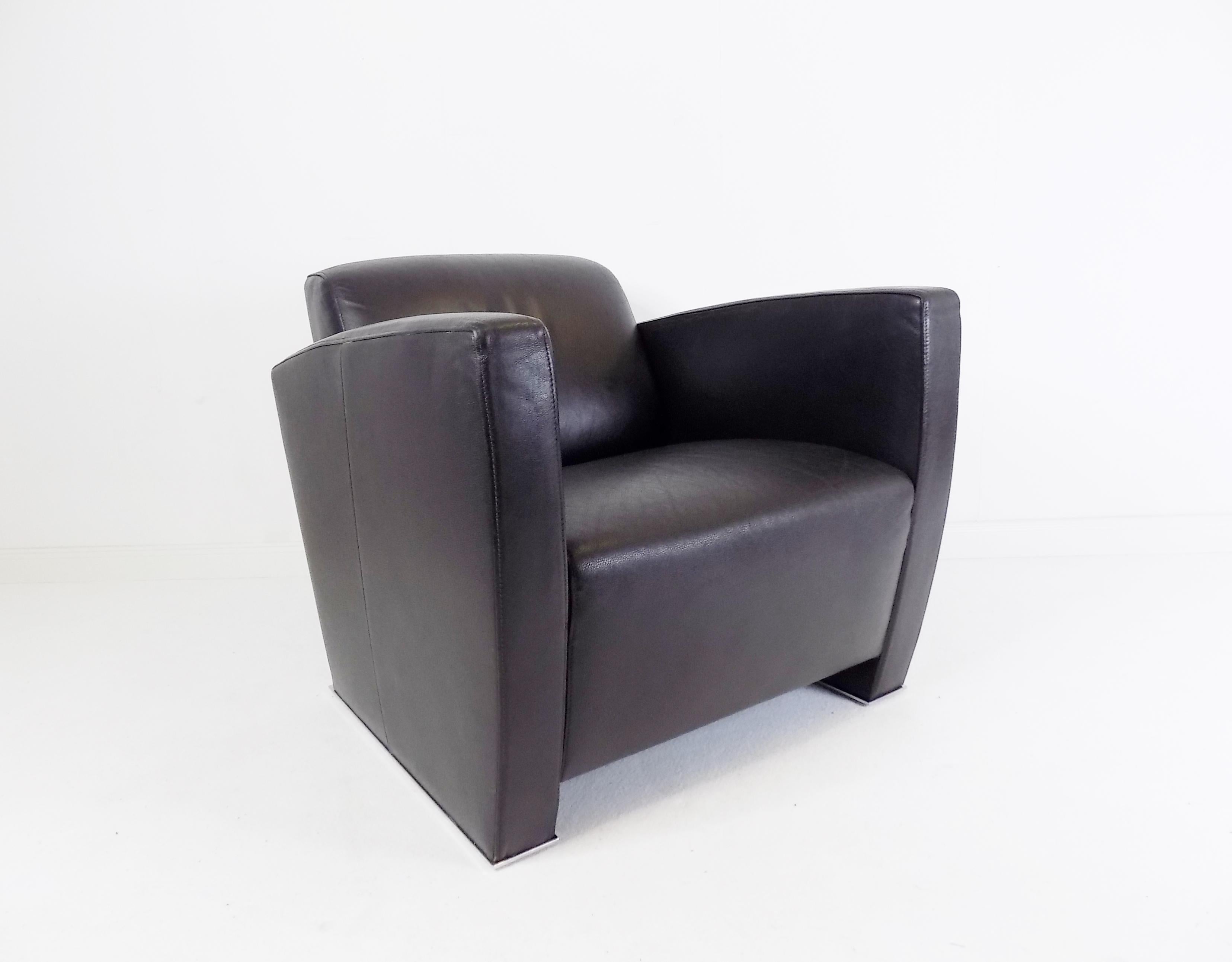 Leather De Sede DS 420 leather armchair by Jean-Pierre Dovat