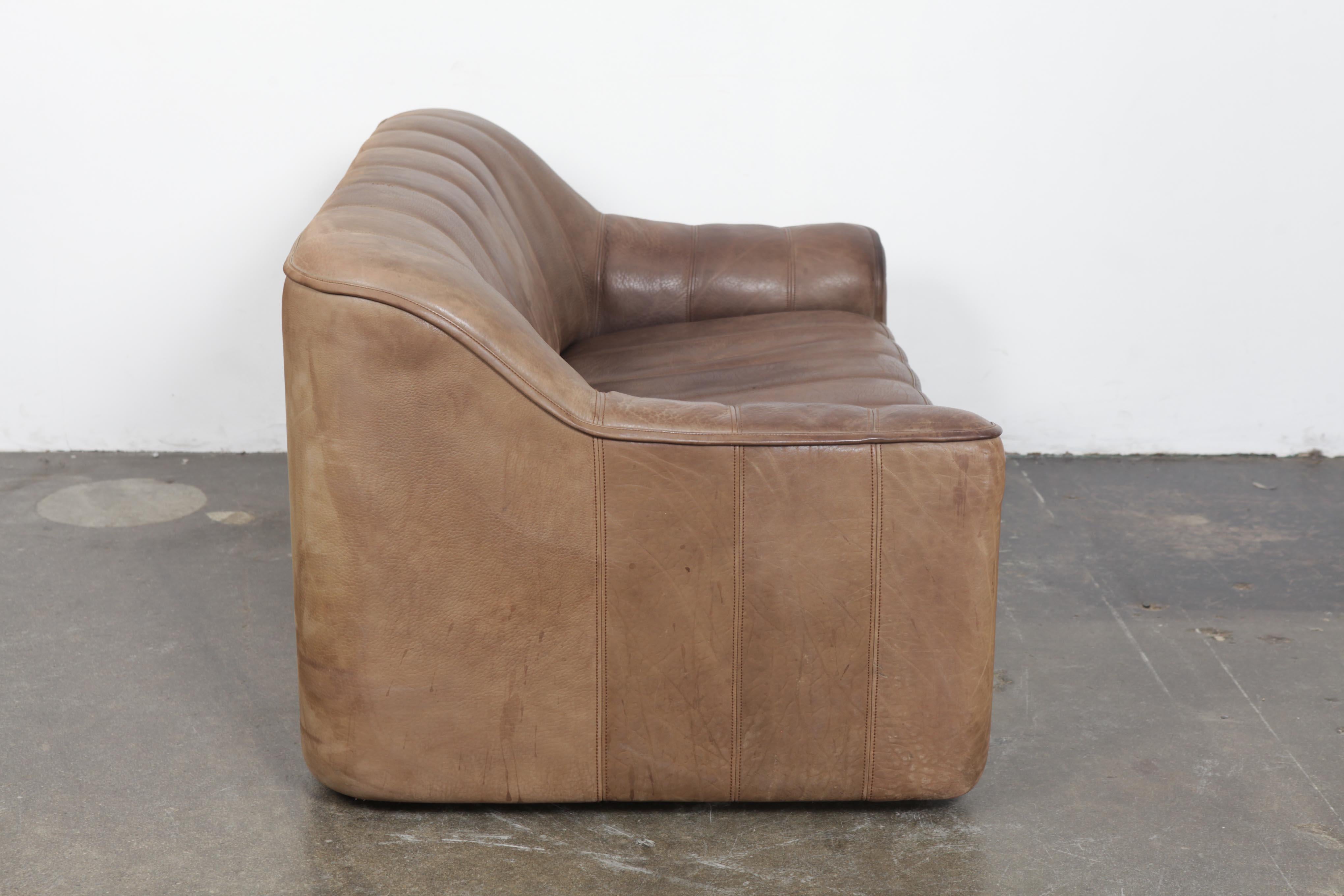 Mid-Century Modern De Sede DS 44 2-Seat Sofa in Buffalo Leather, Switzerland, 1970s For Sale