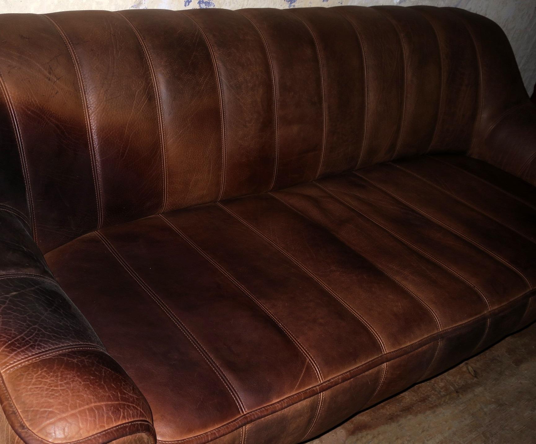 20th Century De Sede DS 44 3-Seat Sofa in Buffalo Leather, 1970s For Sale