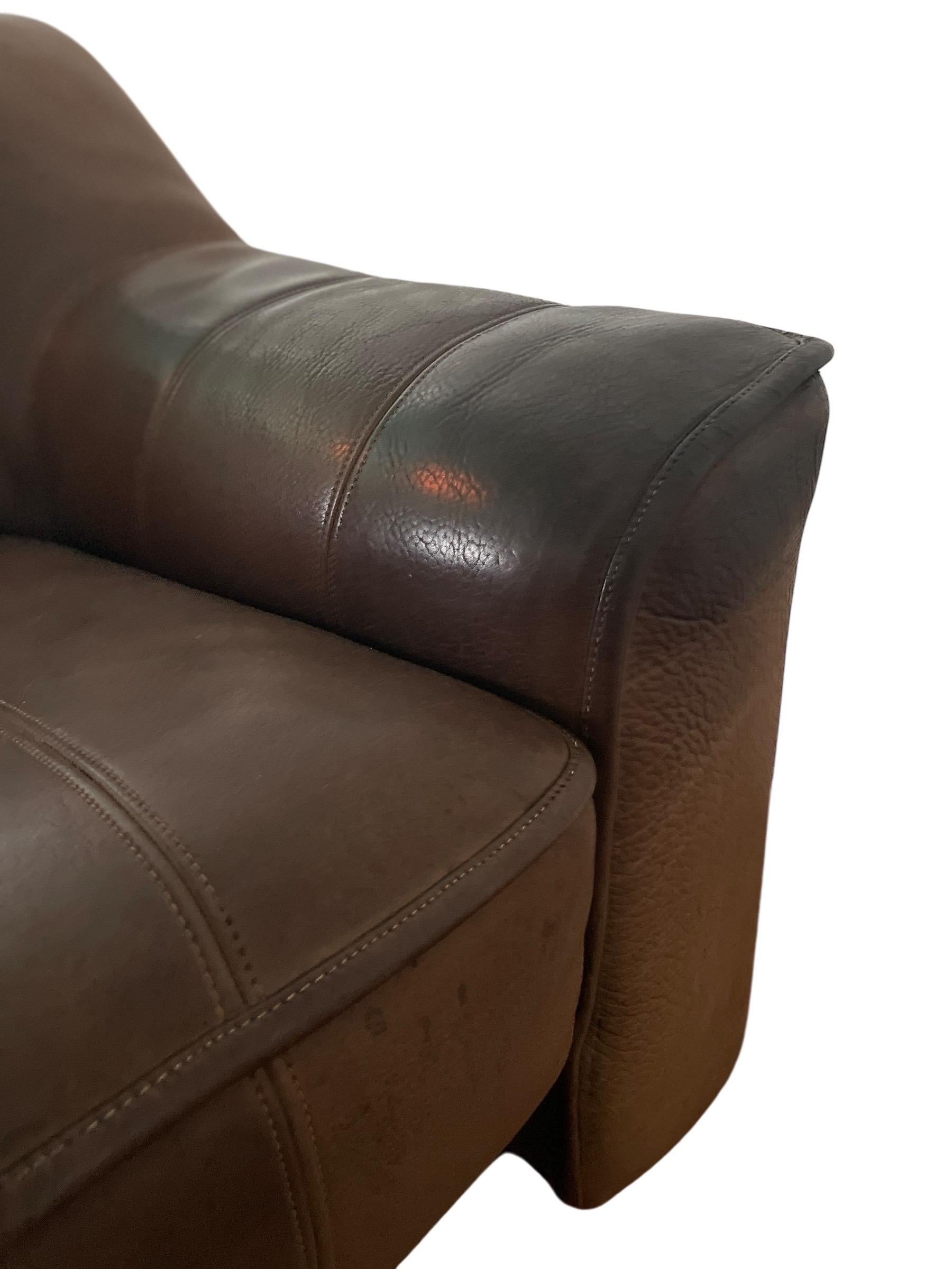 De Sede DS 44 Sillón y Otomana de Piel Silla de Piel Marrón con Asiento Ajustable 6