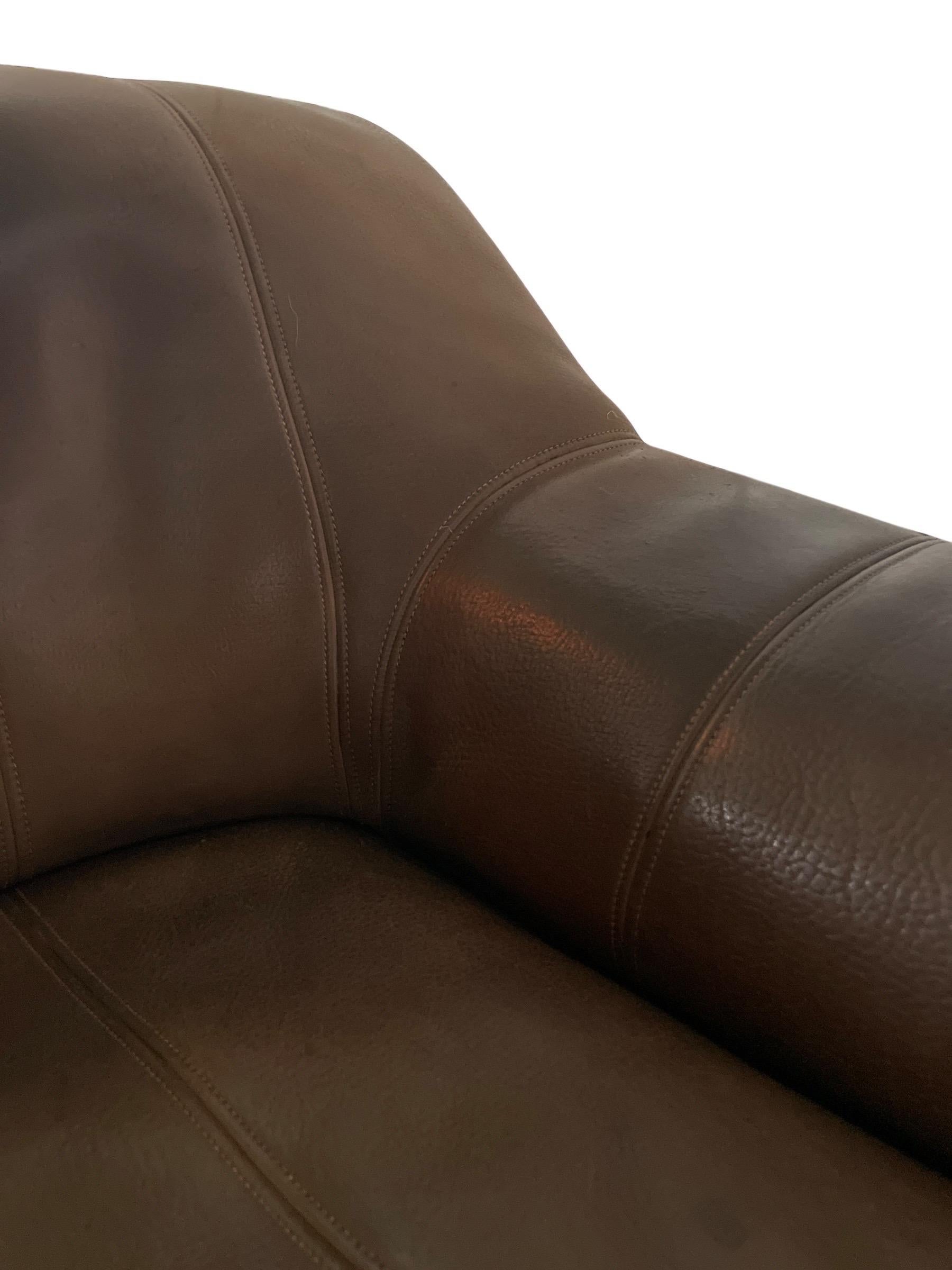 De Sede DS 44 Sillón y Otomana de Piel Silla de Piel Marrón con Asiento Ajustable 10