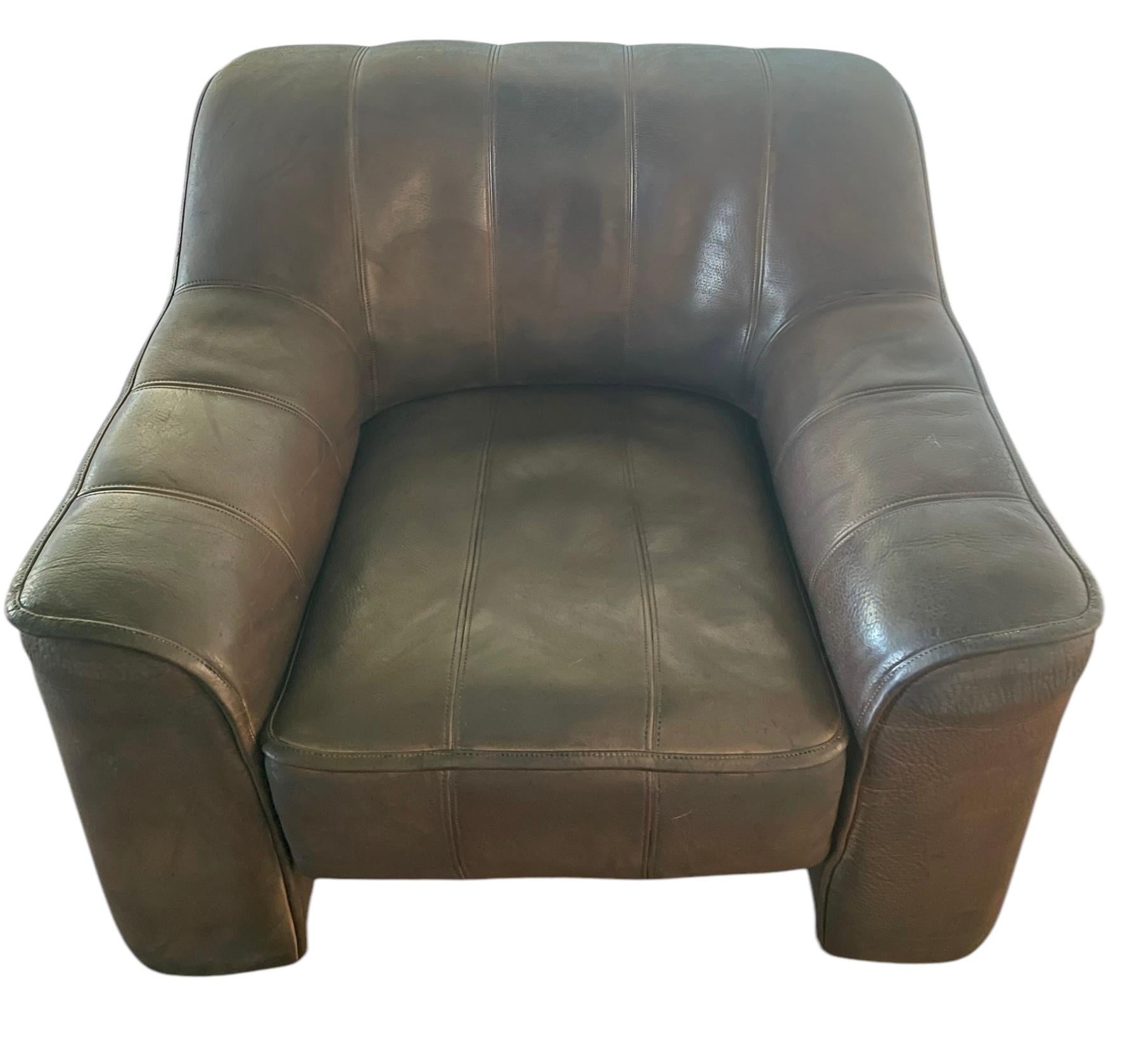 De Sede DS 44 Leather Armchair and Ottoman Set Luxury Swiss Designer Leather 4