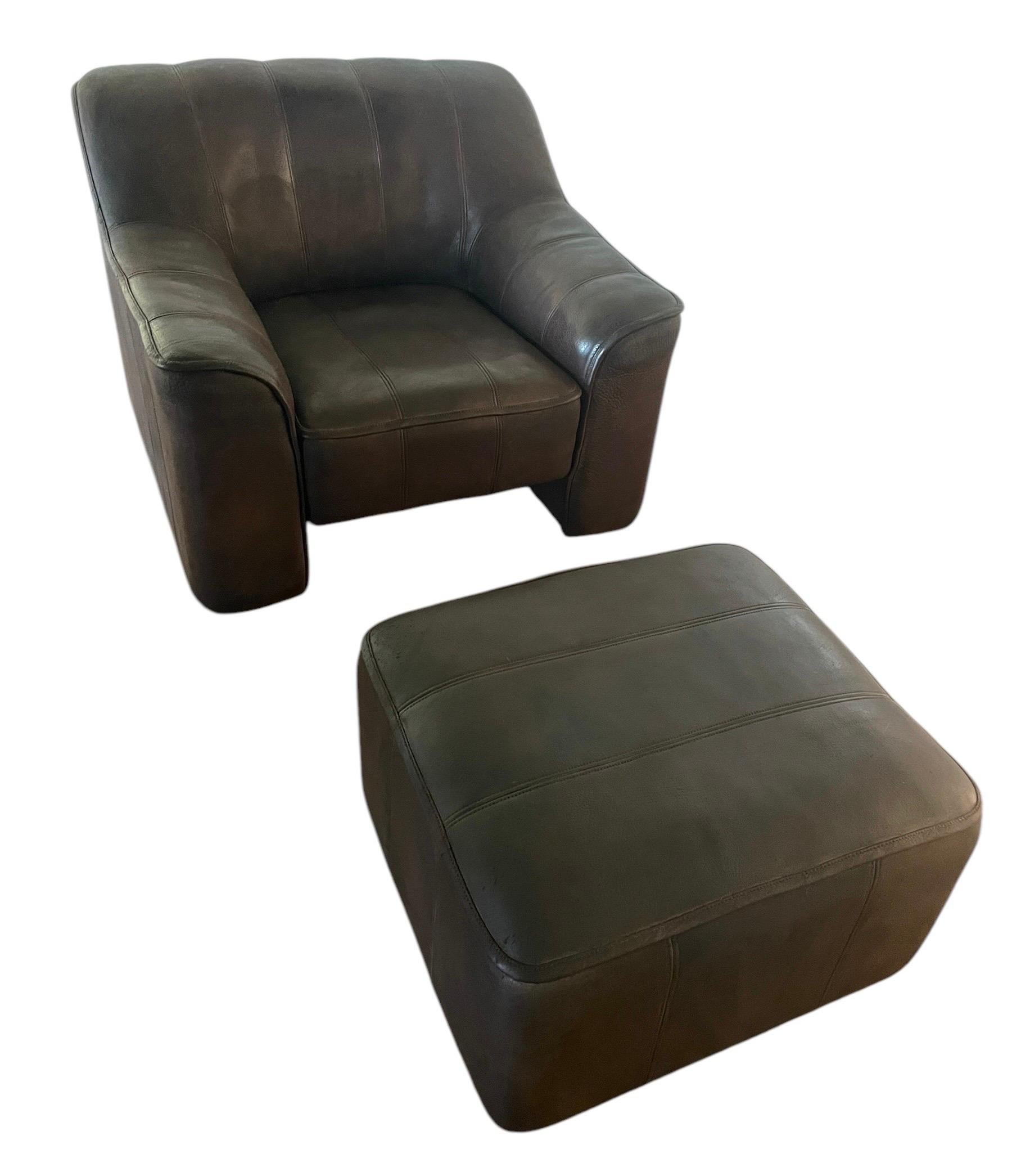 De Sede DS 44 Leather Armchair and Ottoman Vintage MidCentury Chair and Ottoman 6