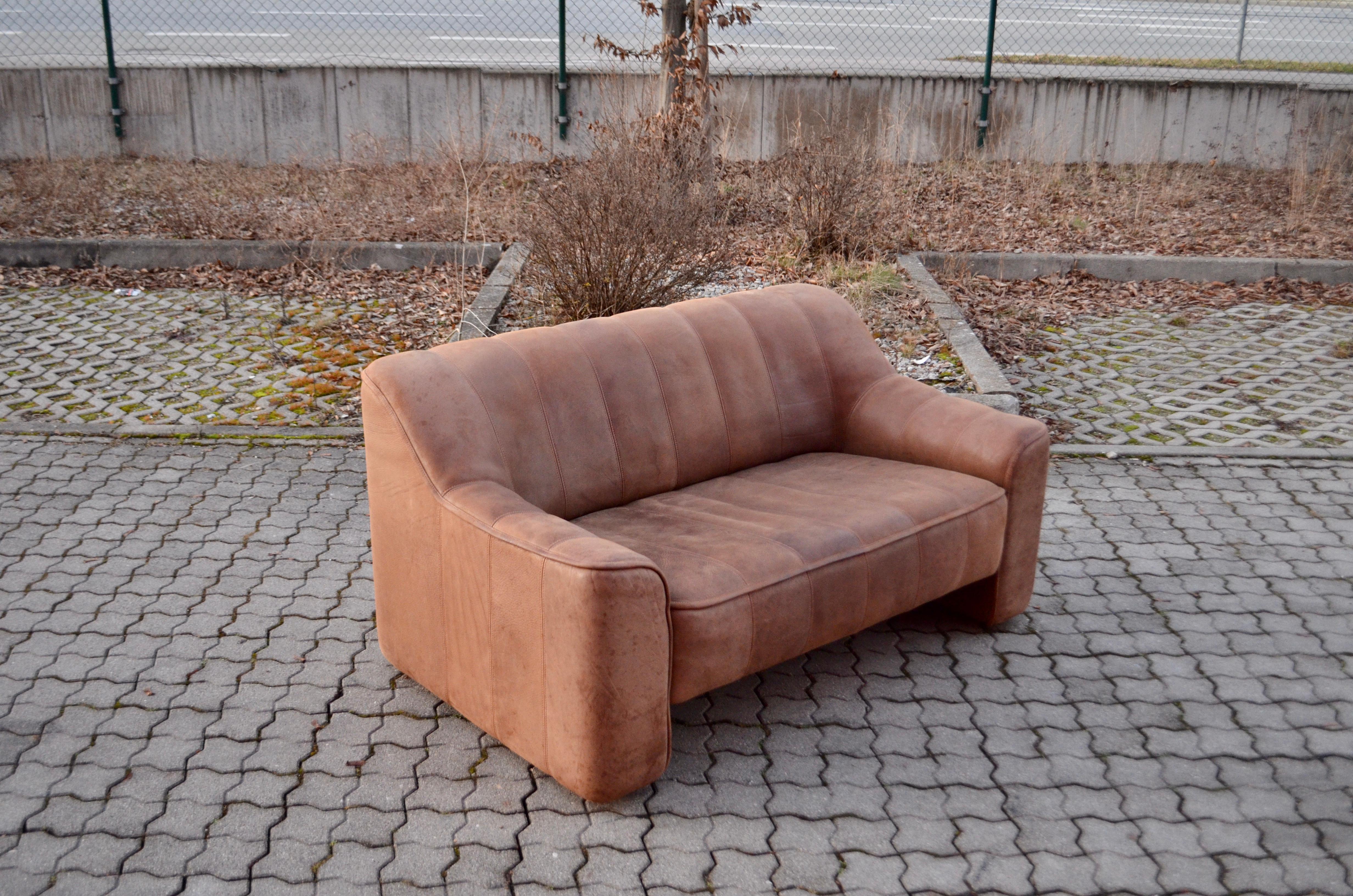 De Sede Ds 44 Loveseat Neck Leather Sofa Brown For Sale 9