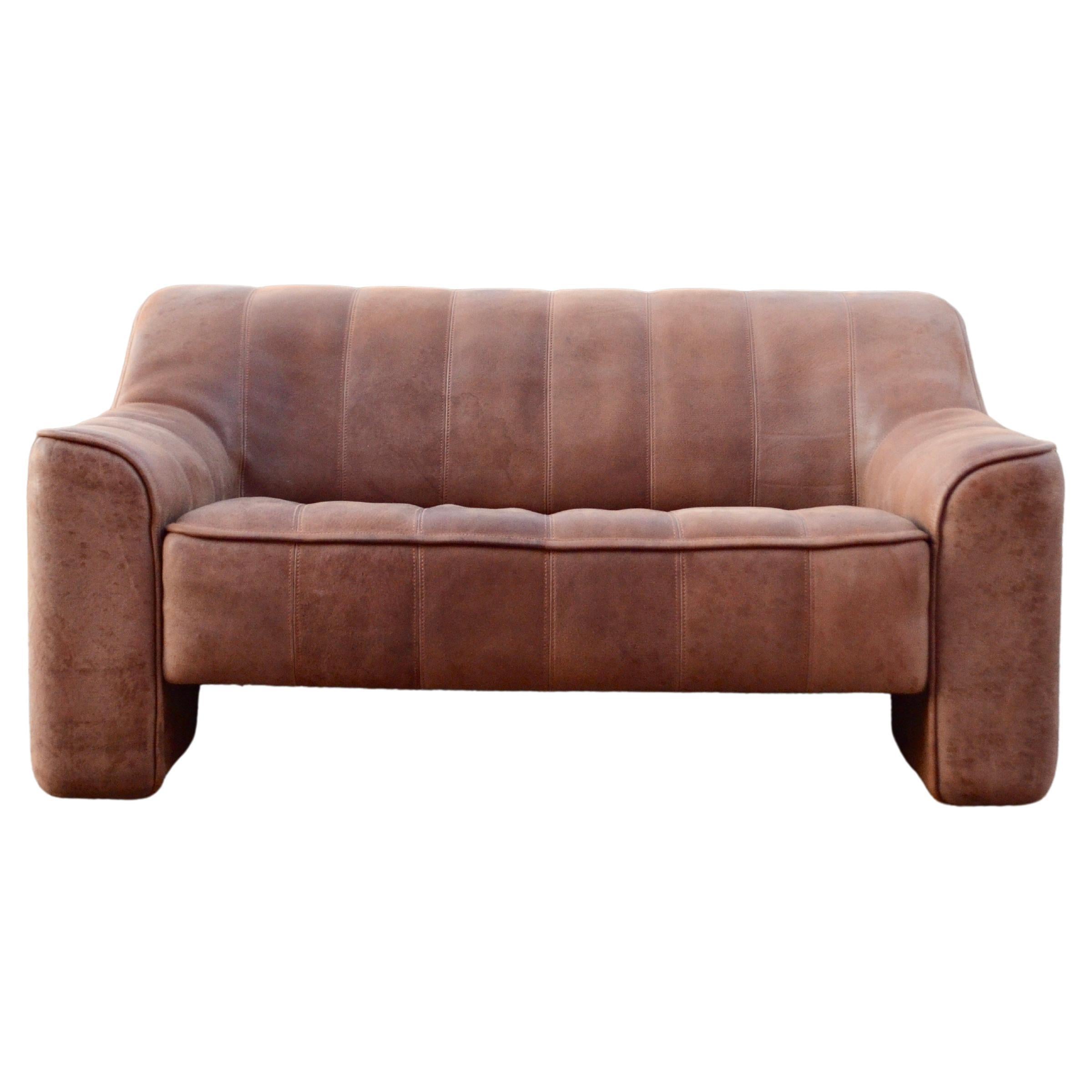 De Sede Ds 44 Loveseat Neck Leather Sofa Brown For Sale