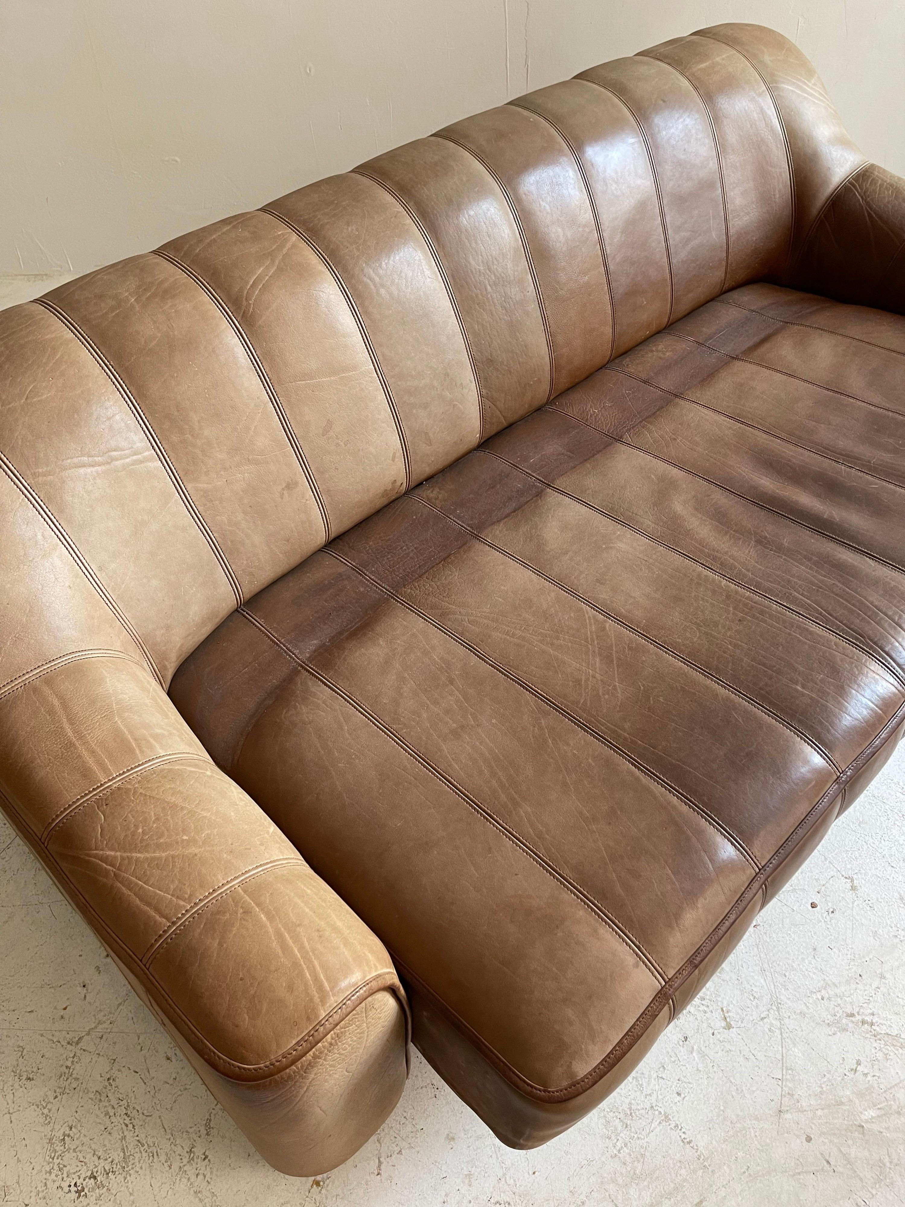 De Sede DS-44 Pair Sofa's in Patinated Cognac Buffalo Leather, Switzerland, 1970 5