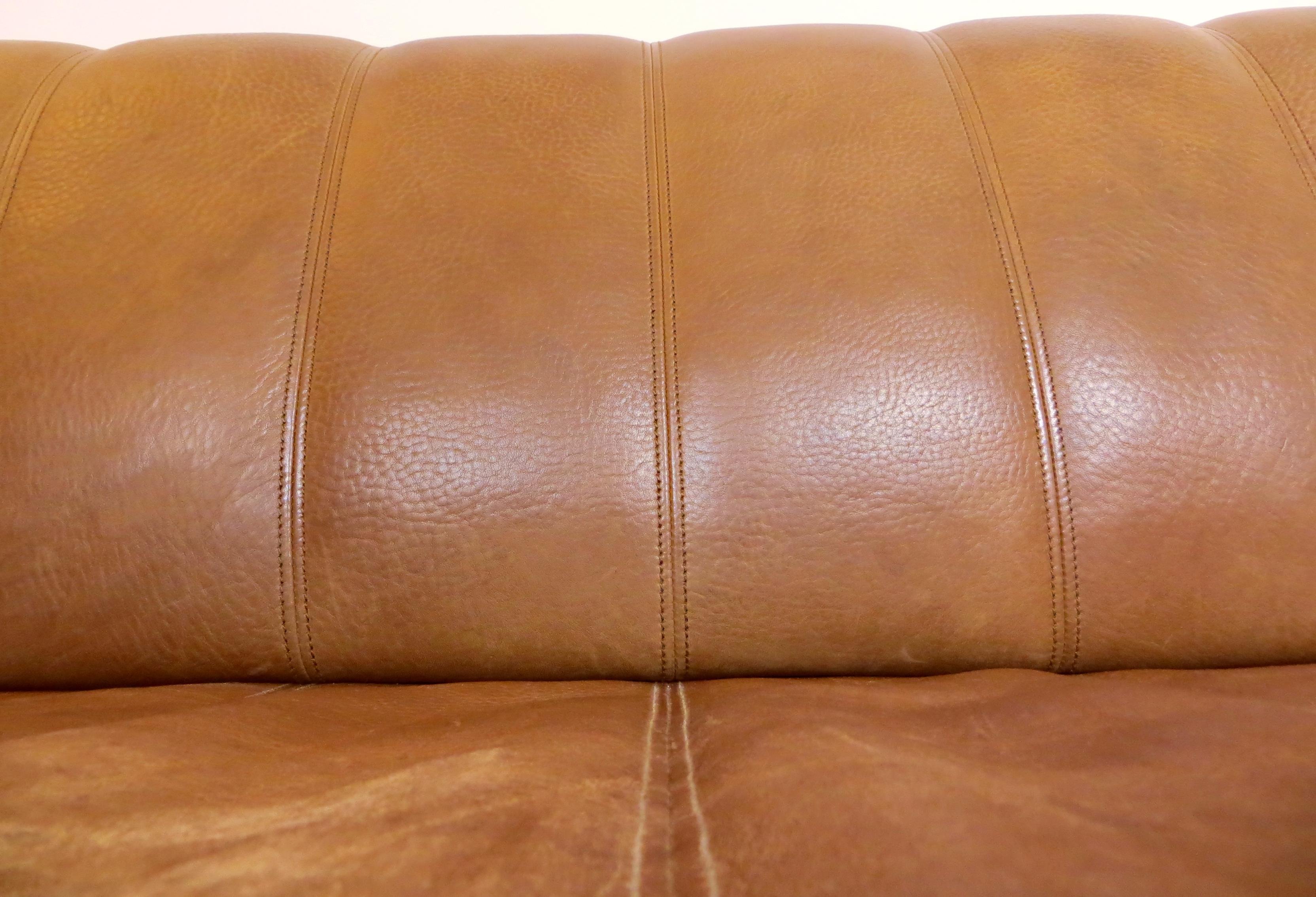 De Sede DS-44 Vintage Thick Buffalo Neck, Leather Lounge 3-Seat Sofa, 1970s 9