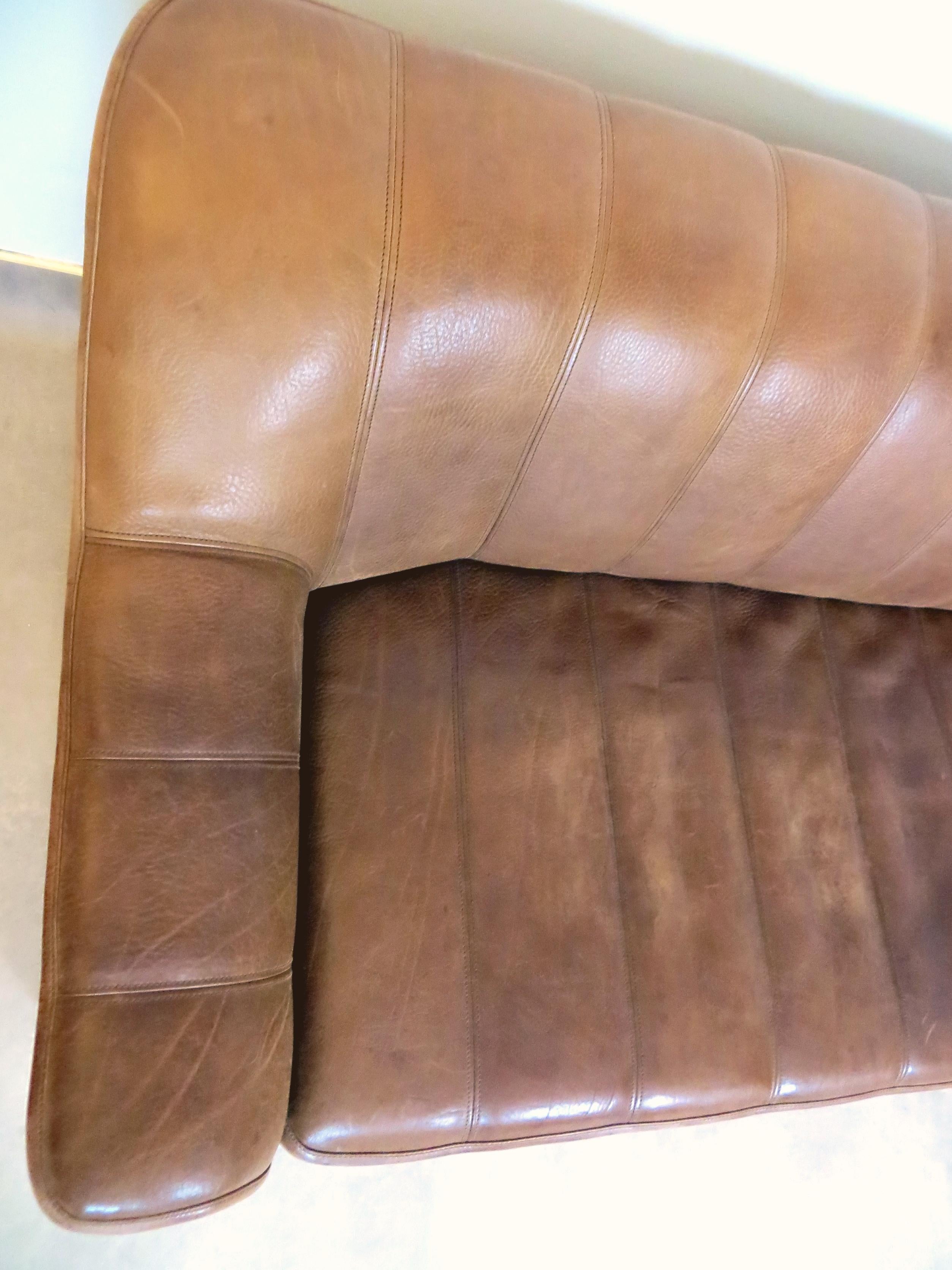 De Sede DS-44 Vintage Thick Buffalo Neck, Leather Lounge 3-Seat Sofa, 1970s 2