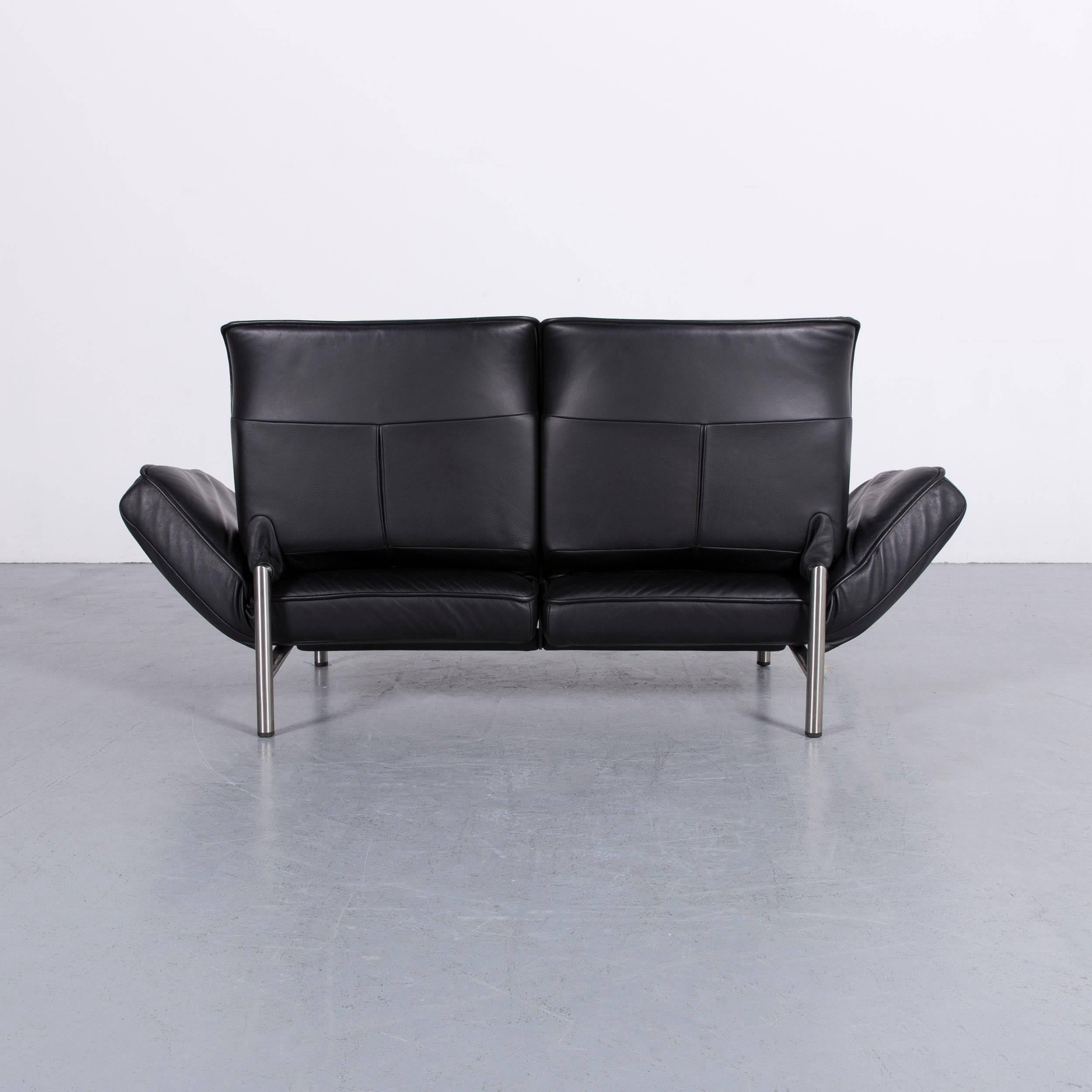 De Sede DS 450 Designer Sofa Black Leather Two-Seat Couch 9