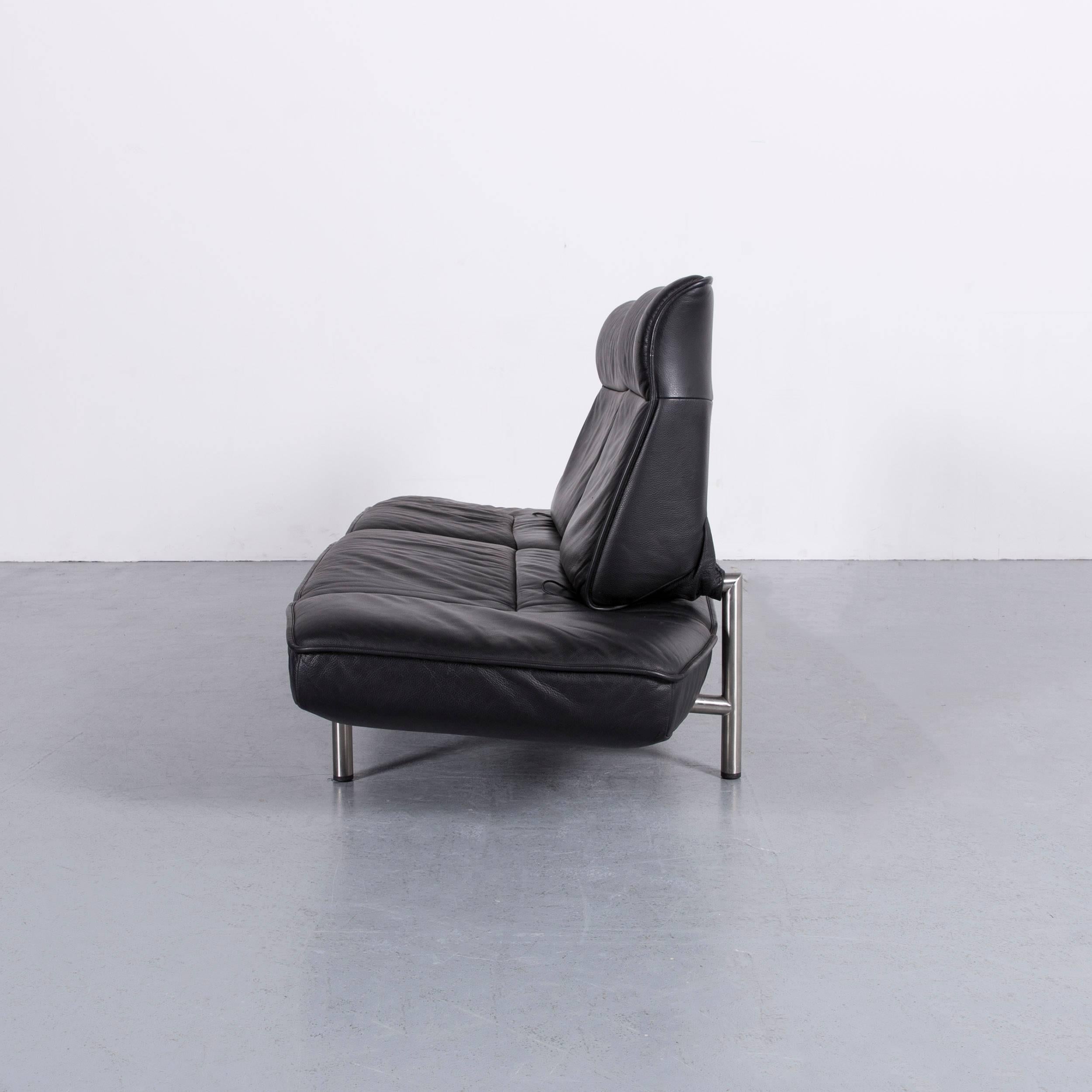 De Sede DS 450 Designer Sofa Black Leather Two-Seat Couch 10