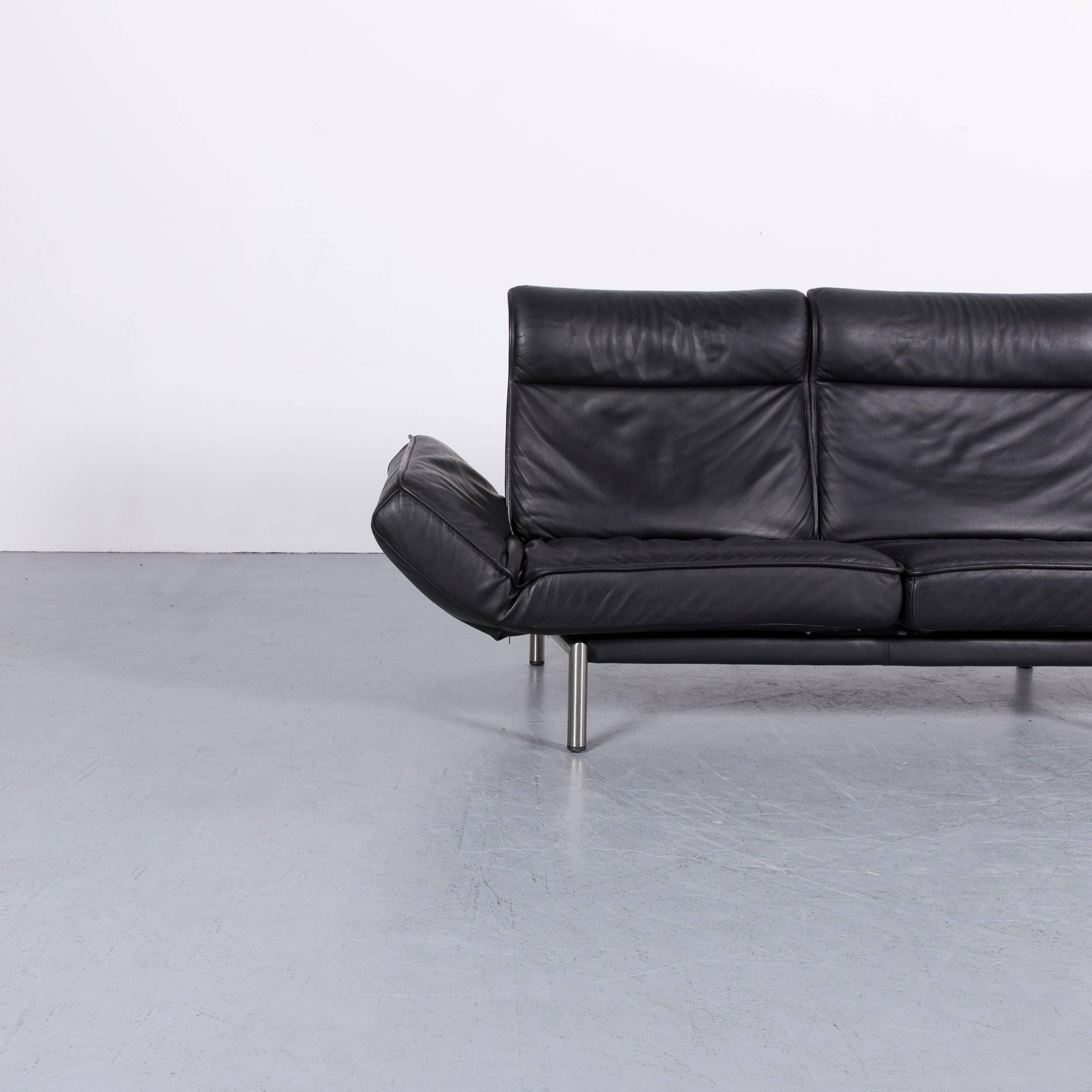 Contemporary De Sede DS 450 Designer Sofa Black Leather Two-Seat Couch