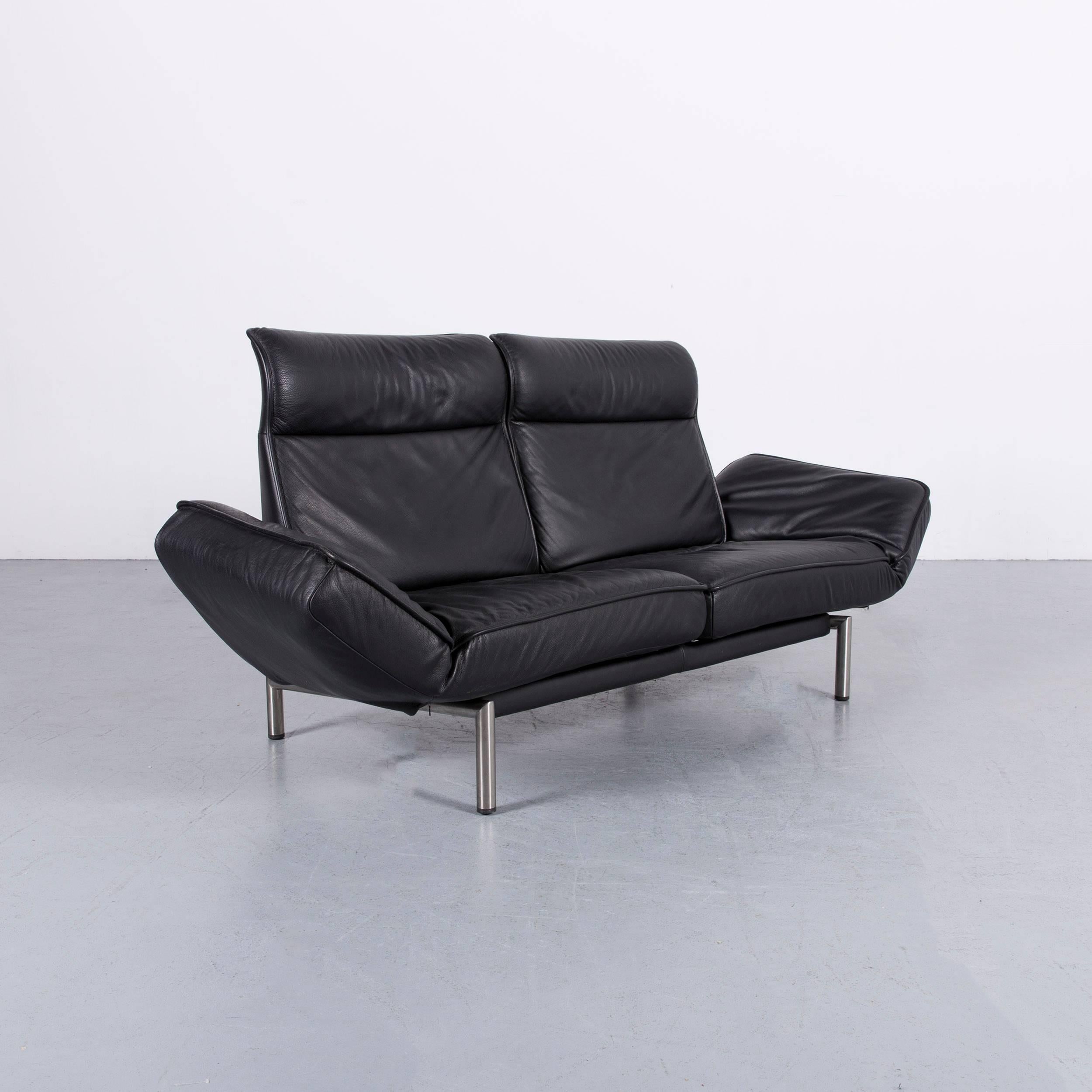 De Sede DS 450 Designer Sofa Black Leather Two-Seat Couch 2