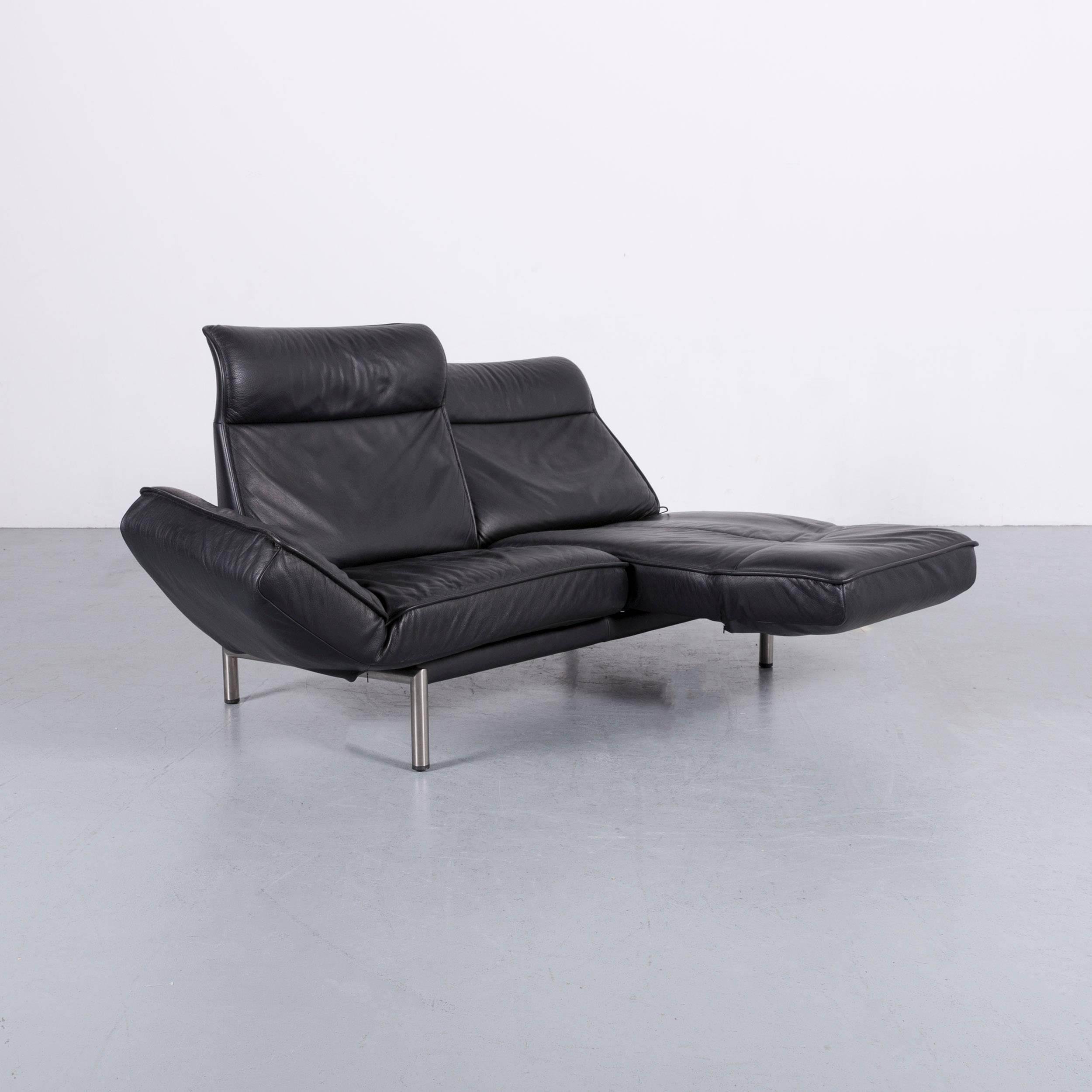 De Sede DS 450 Designer Sofa Black Leather Two-Seat Couch 3