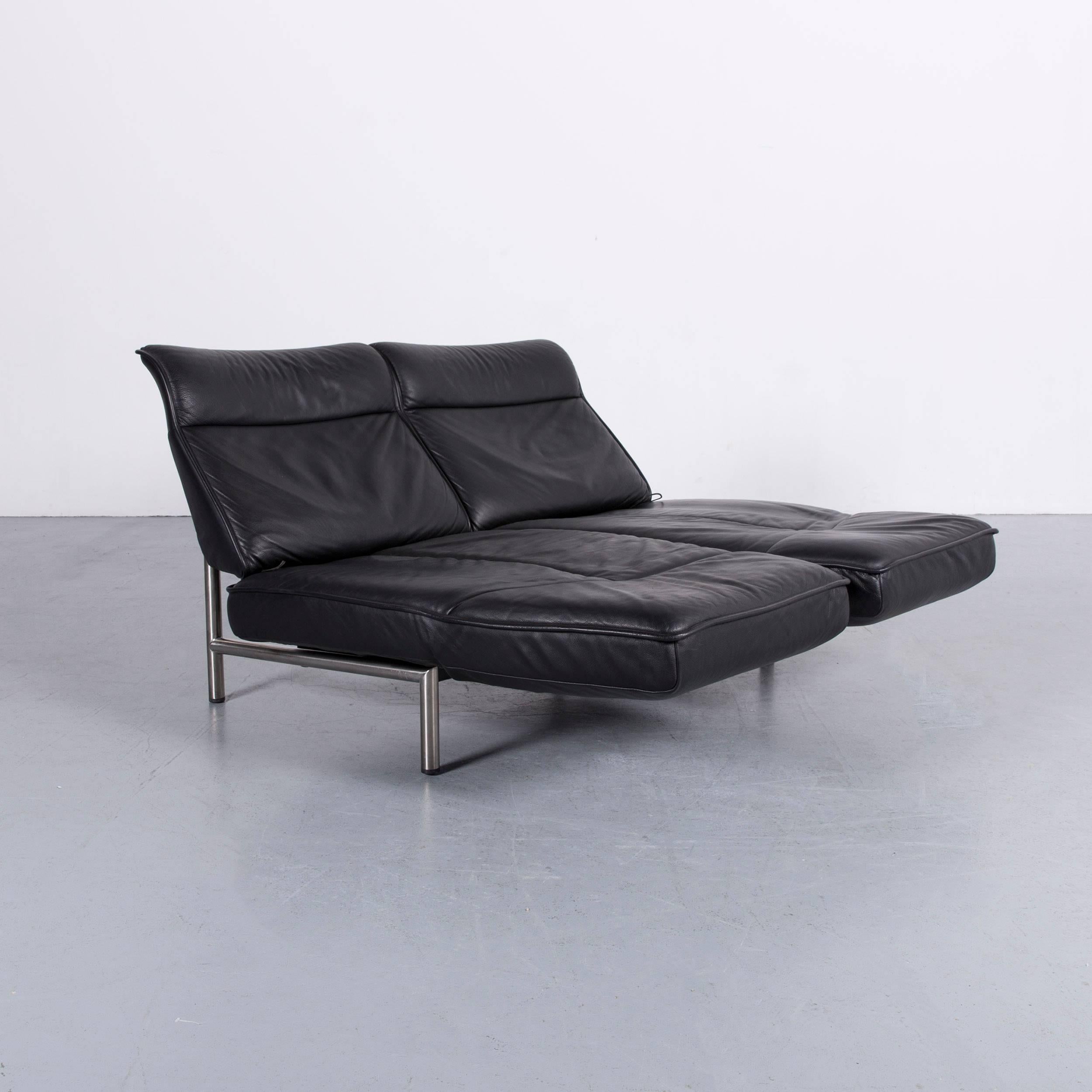 De Sede DS 450 Designer Sofa Black Leather Two-Seat Couch 4