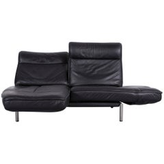 De Sede DS 450 Designer Sofa Black Leather Two-Seat Couch