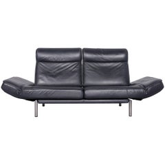 De Sede DS 450 Designer Sofa Blue Leather Three-Seat Couch Made in Switzerland