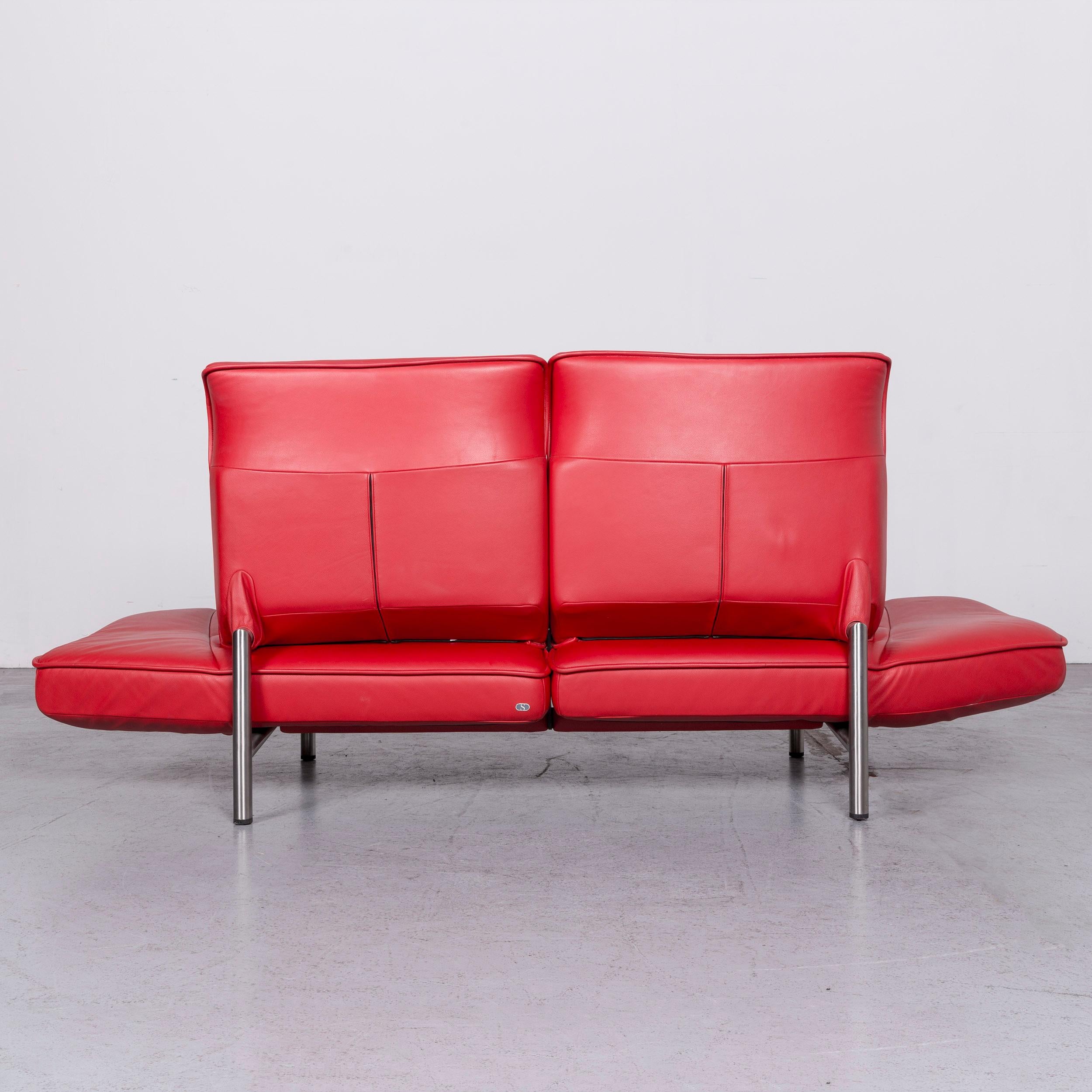De Sede DS 450 Designer Sofa Red Leather Three-Seat Couch Made in Switzerland For Sale 8