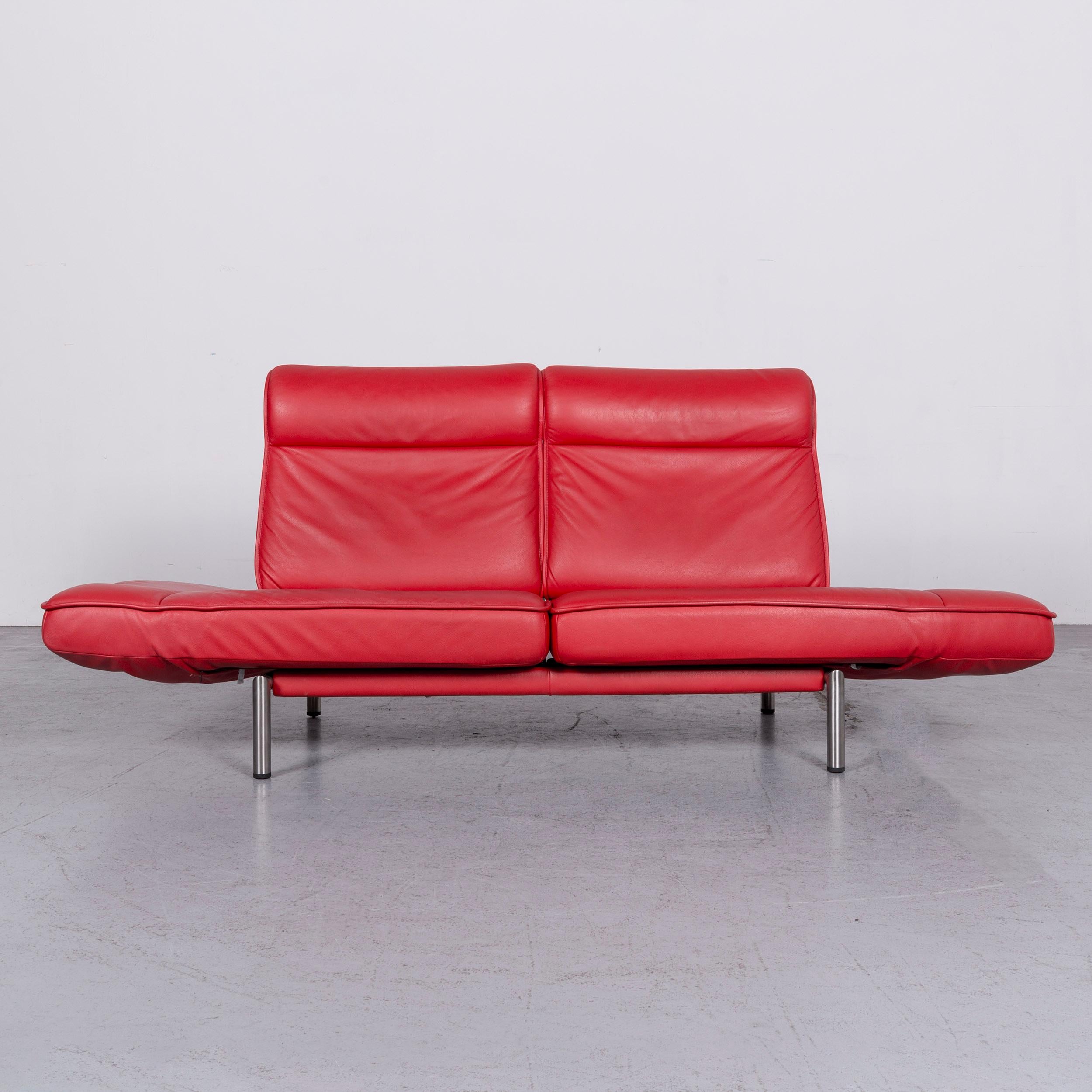 De Sede DS 450 Designer Sofa Red Leather Three-Seat Couch Made in Switzerland In Good Condition For Sale In Cologne, DE