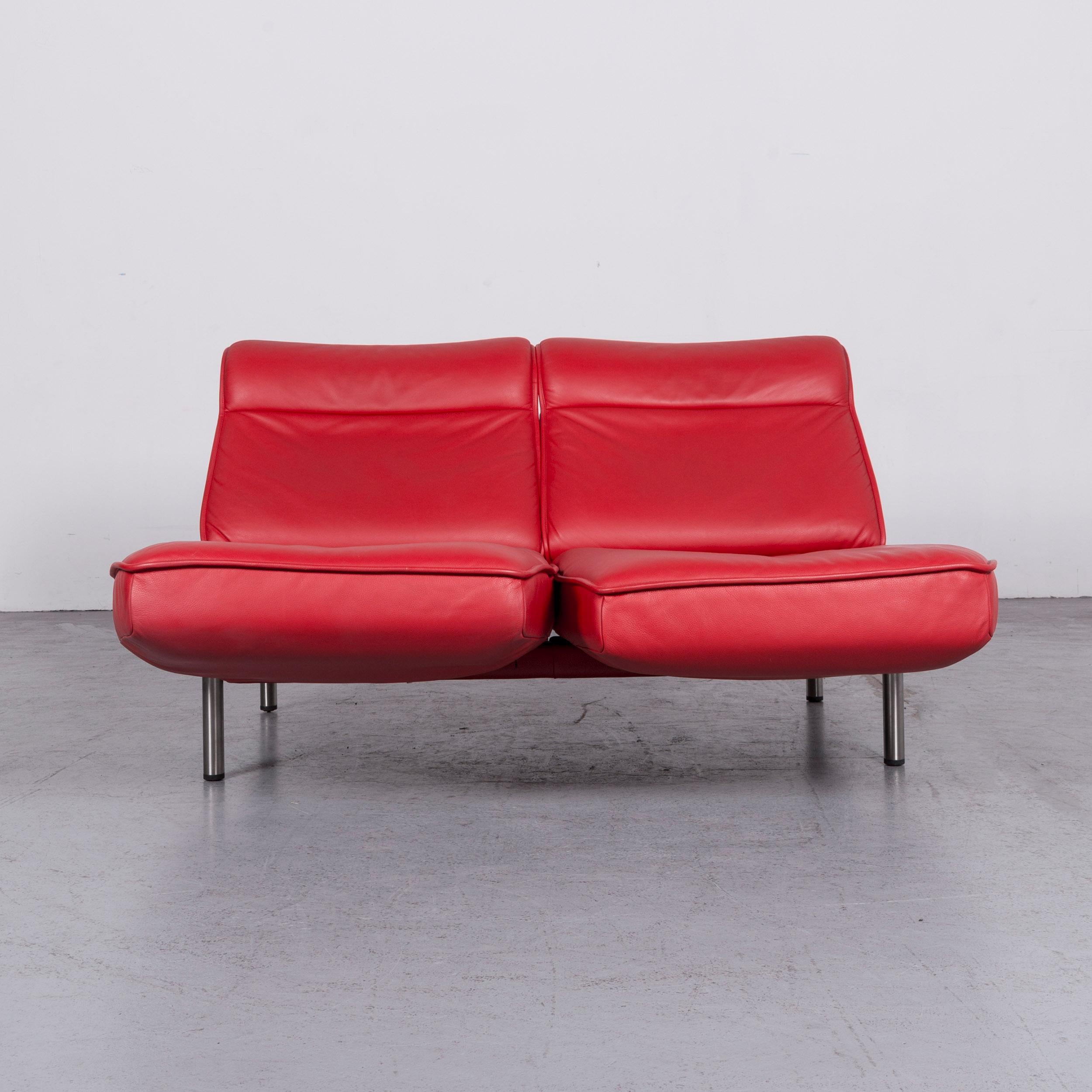 De Sede DS 450 Designer Sofa Red Leather Three-Seat Couch Made in Switzerland For Sale 1