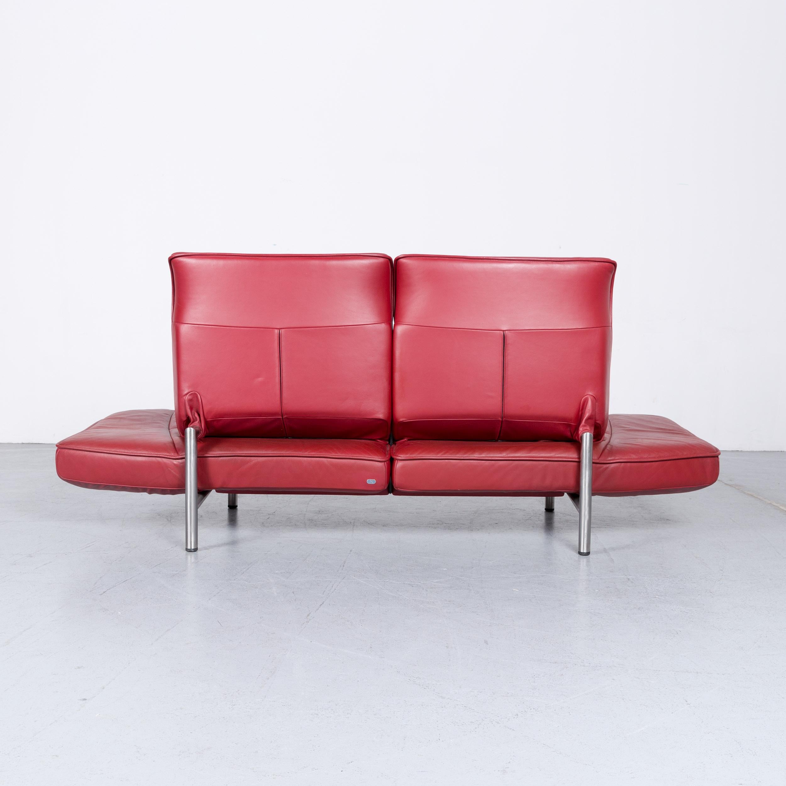De Sede DS 450 Designer Sofa Red Leather Two-Seat Couch Made in Switzerland 6