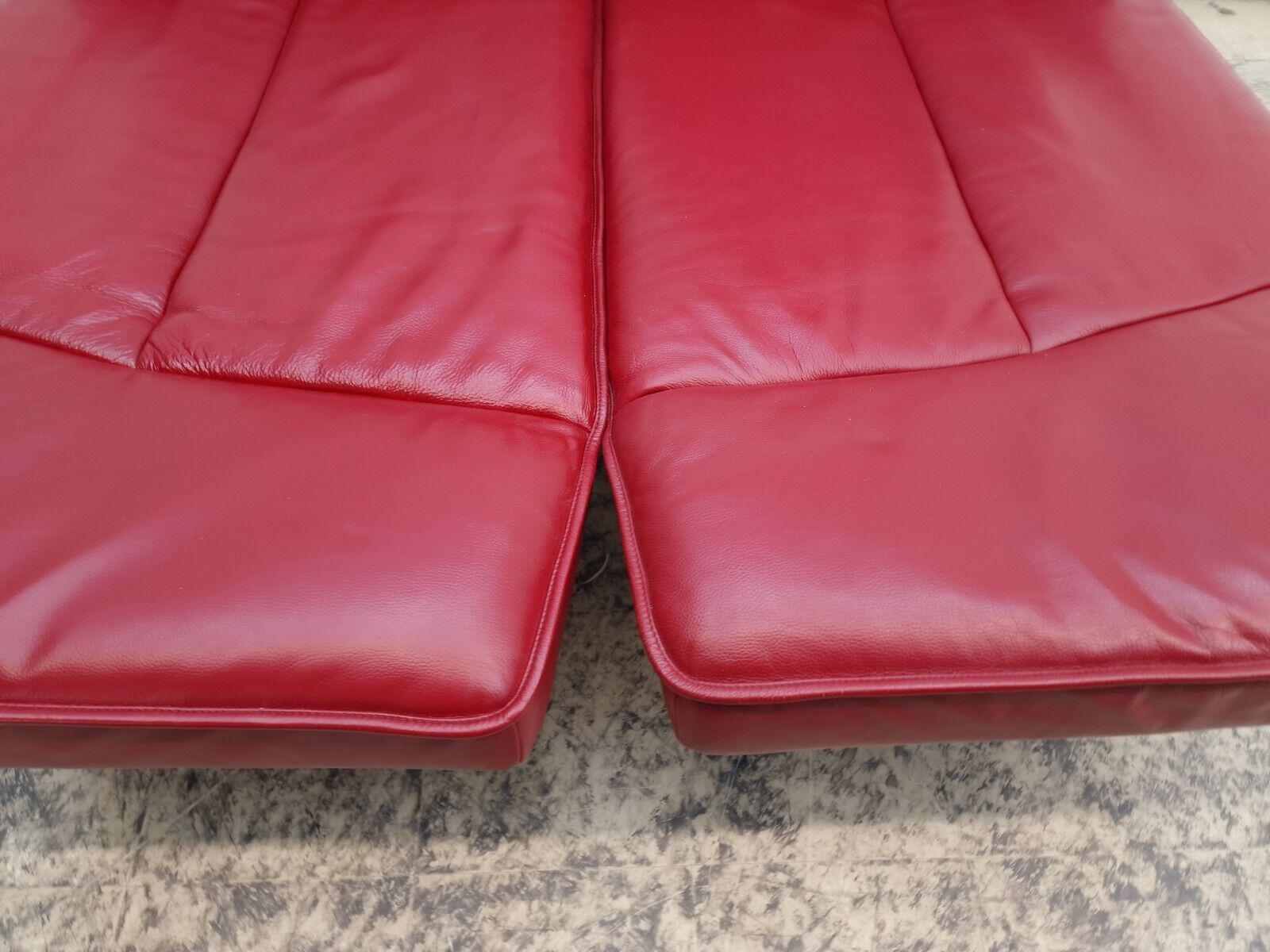 Late 20th Century de Sede DS 450 Echtleder Sofa rot Ledersofa Zweisitzer Funktionscouch desede fsm