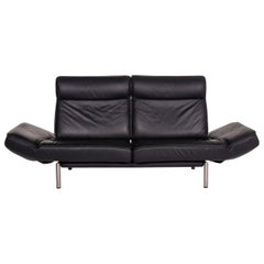 De Sede DS 450 Leather Sofa Black Two-Seat Function Relax Function Couch