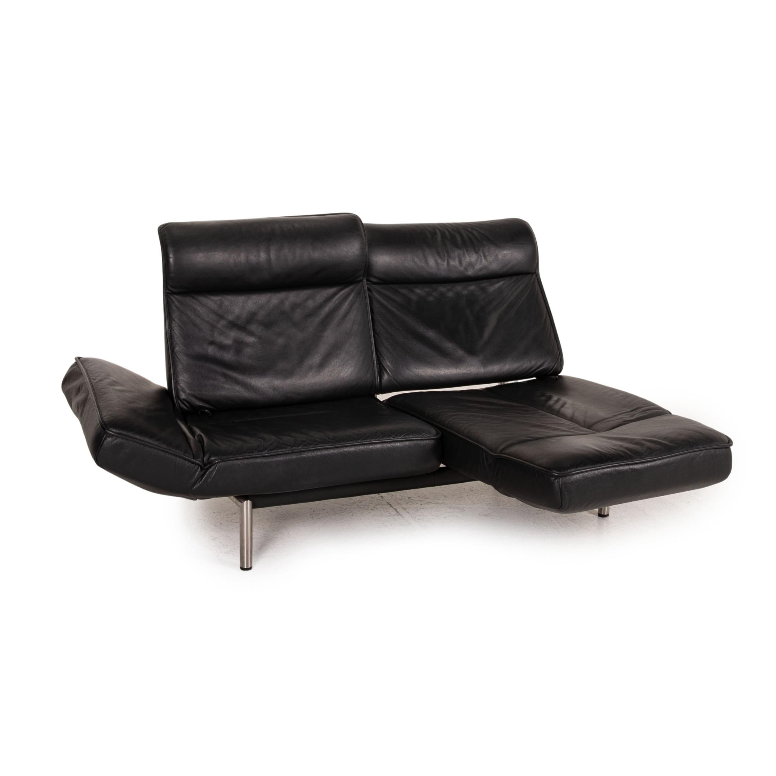 Modern De Sede DS 450 Leather Sofa Black Two-Seater Function For Sale