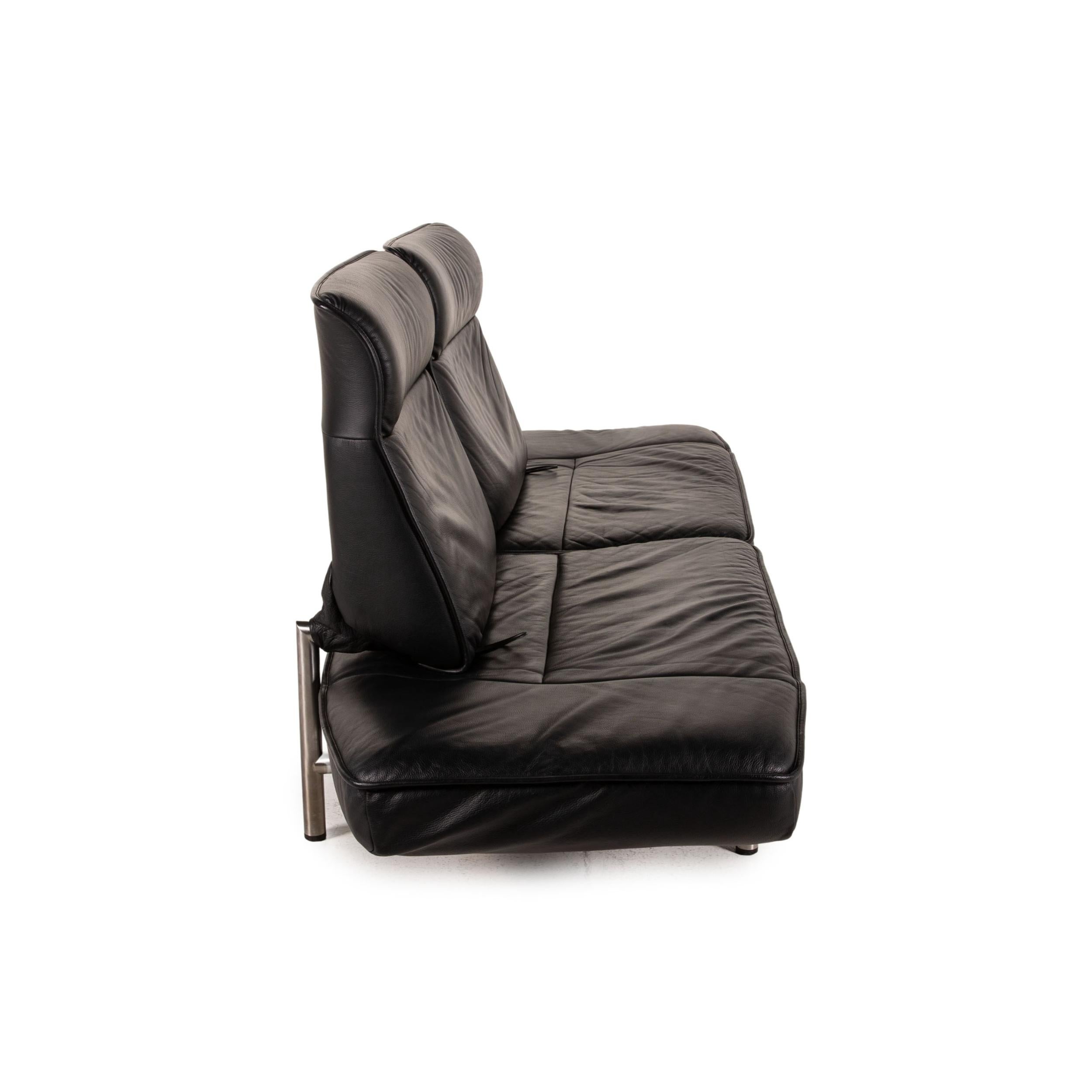 De Sede DS 450 Leather Sofa Black Two-Seater Function For Sale 1