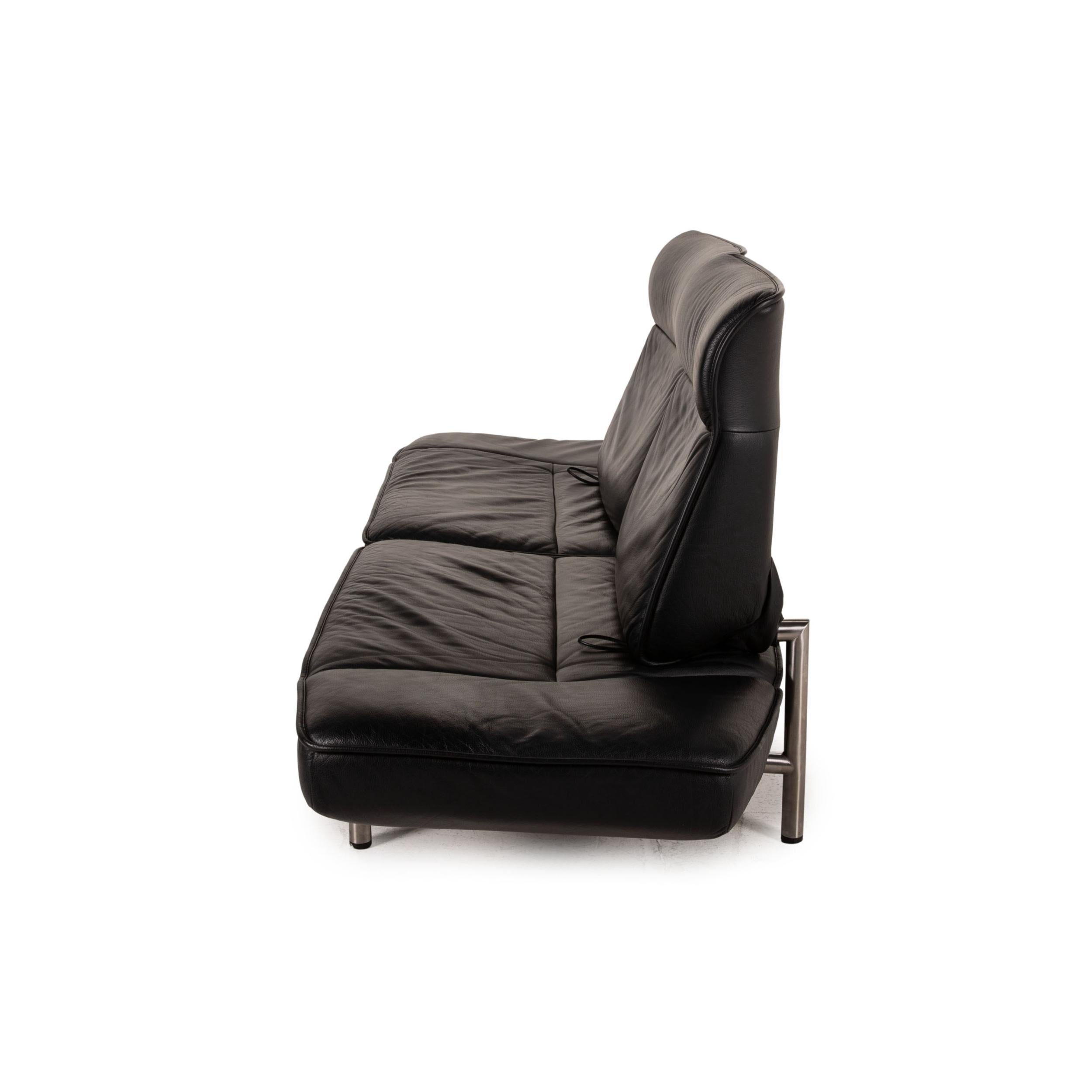 De Sede DS 450 Leather Sofa Black Two-Seater Function For Sale 3