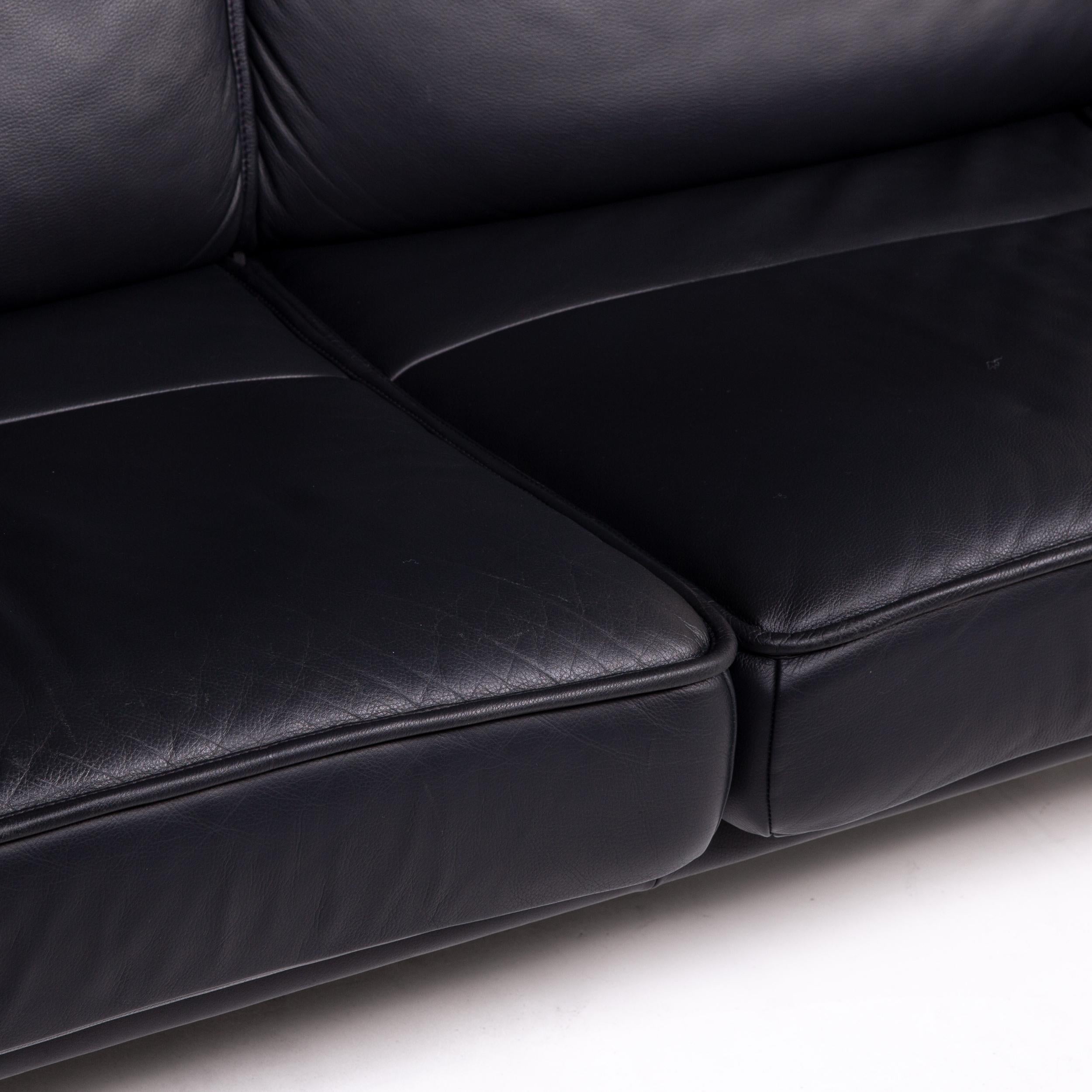 Modern De Sede DS 450 Leather Sofa Black Two-Seat Function Relax Function Couch