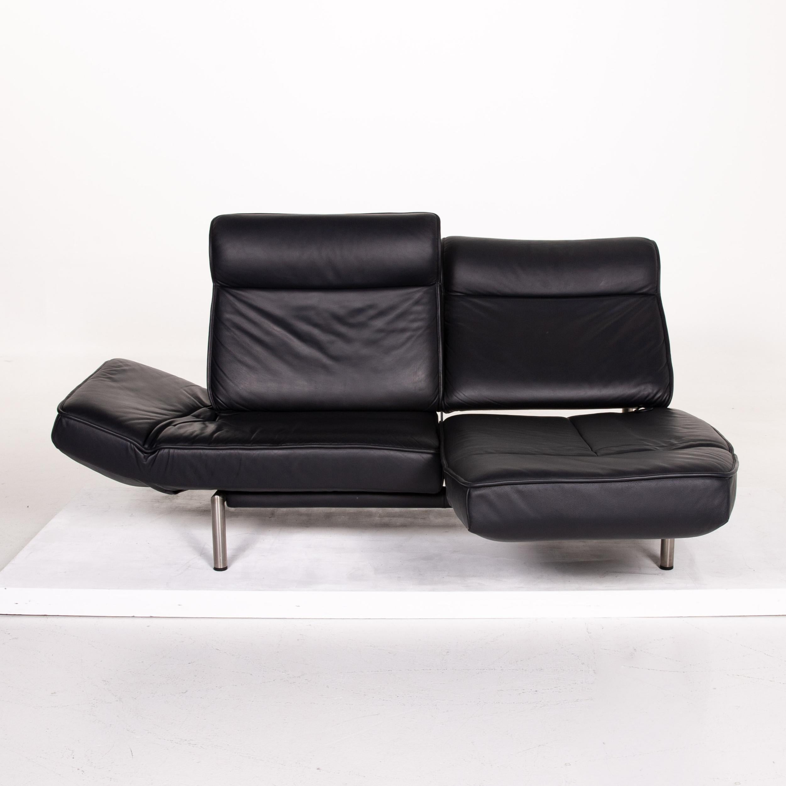De Sede DS 450 Leather Sofa Black Two-Seat Function Relax Function Couch 1