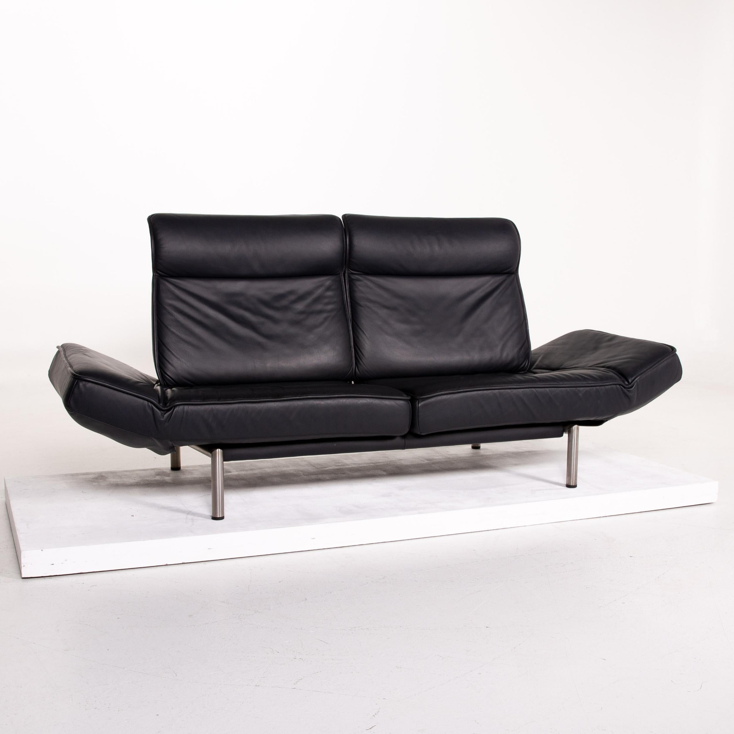 De Sede DS 450 Leather Sofa Black Two-Seat Function Relax Function Couch 2