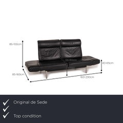 De Sede DS 450 Leather Sofa Black Two-Seater Function Relax Function