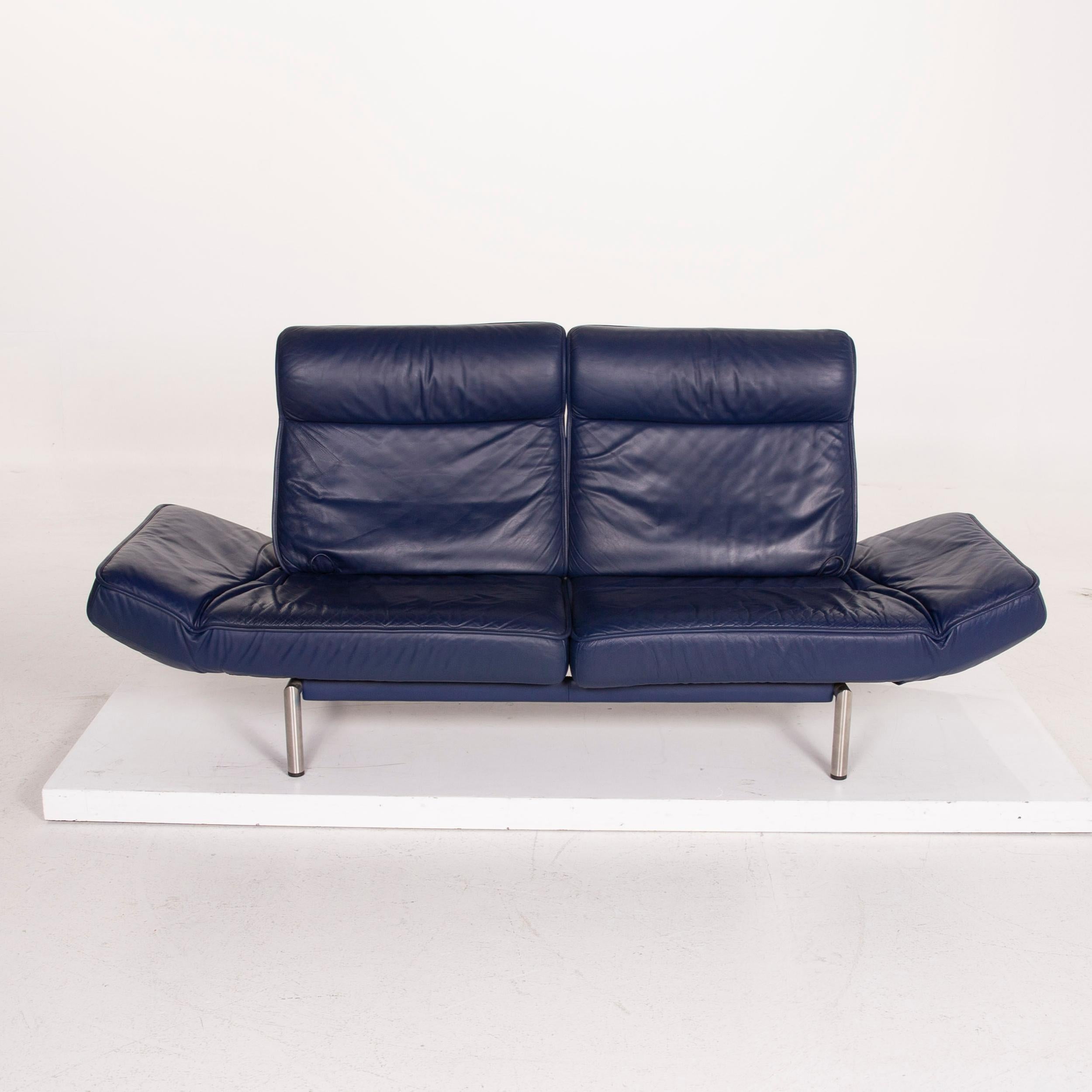 De Sede Ds 450 Leather Sofa Blue Two-Seat Function For Sale 2