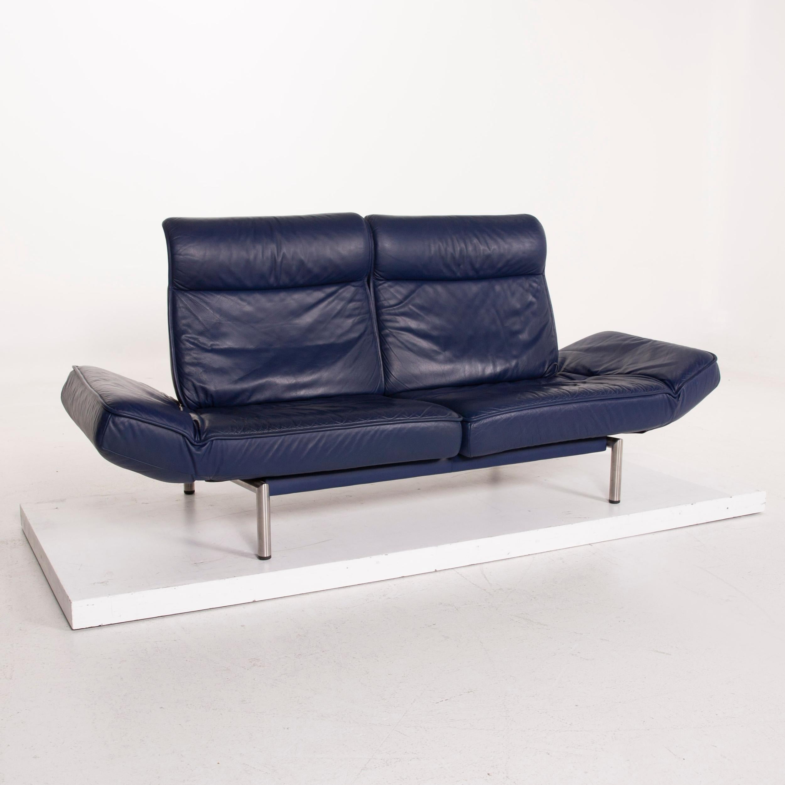 Contemporary De Sede Ds 450 Leather Sofa Blue Two-Seat Function For Sale