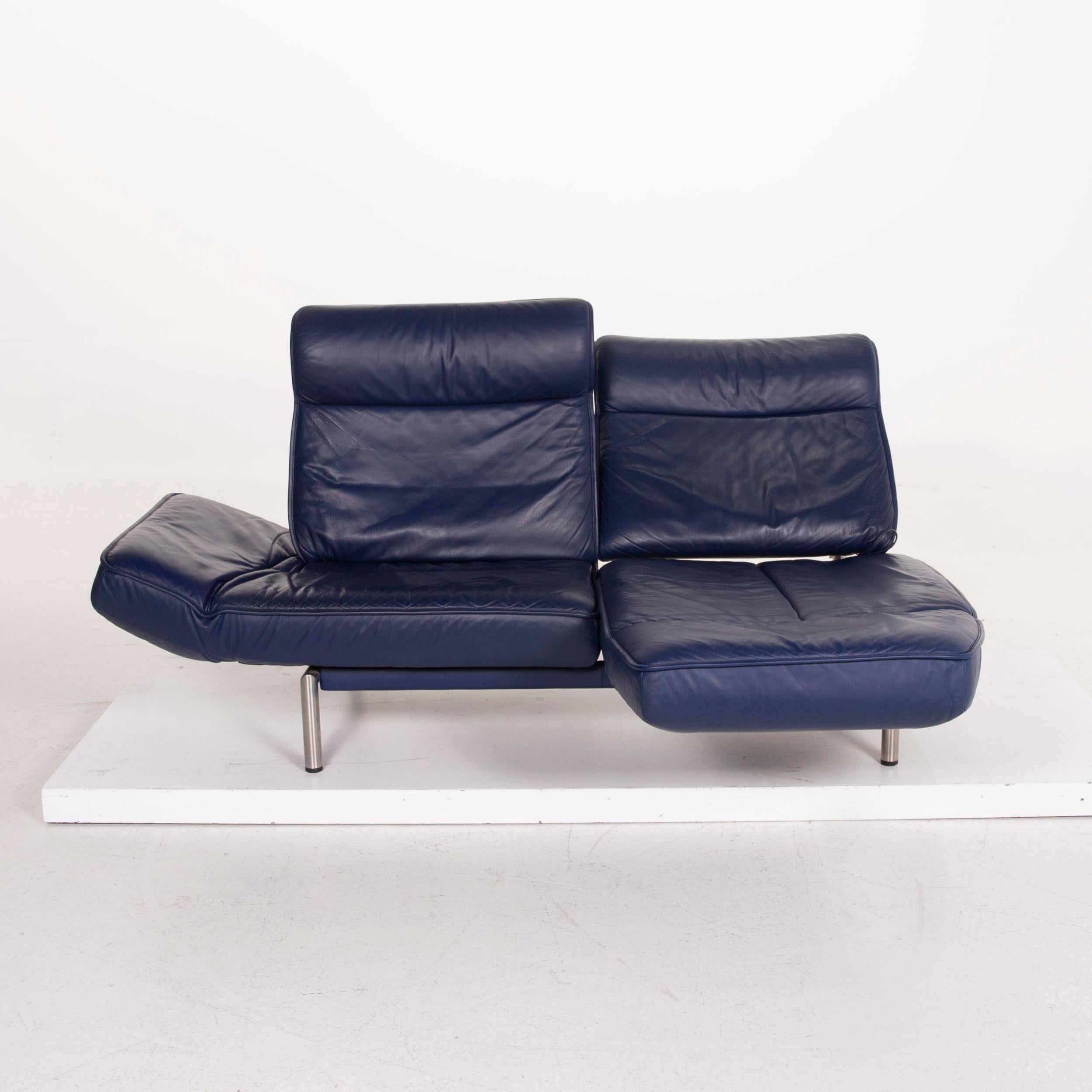 De Sede Ds 450 Leather Sofa Blue Two-Seat Function For Sale 1