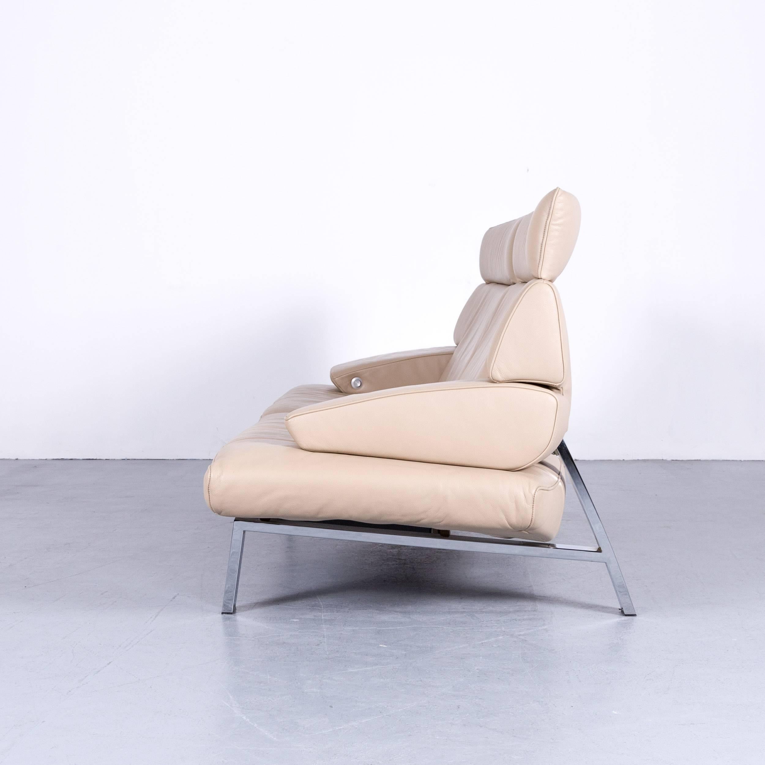 De Sede DS 451 Designer Sofa Leather Crème Beige Relax Function Two-Seat Modern 5