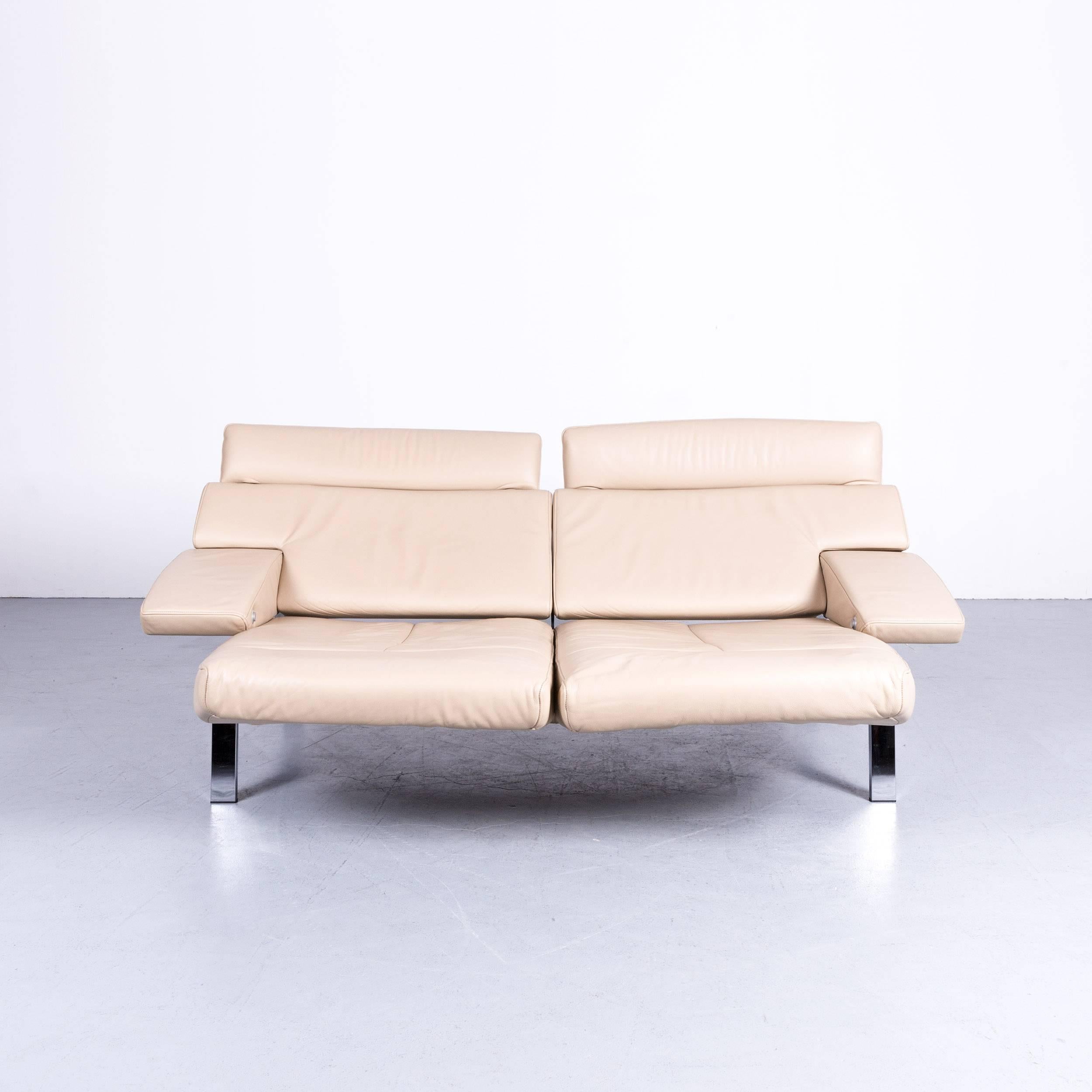 Contemporary De Sede DS 451 Designer Sofa Leather Crème Beige Relax Function Two-Seat Modern