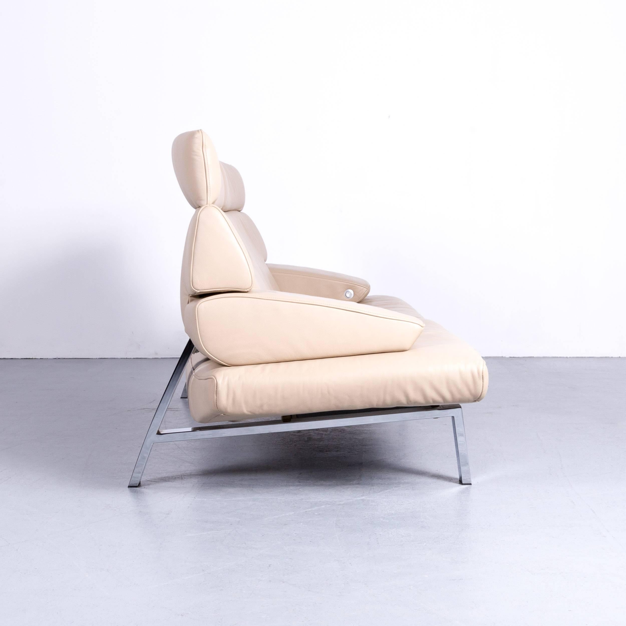 De Sede DS 451 Designer Sofa Leather Crème Beige Relax Function Two-Seat Modern 3