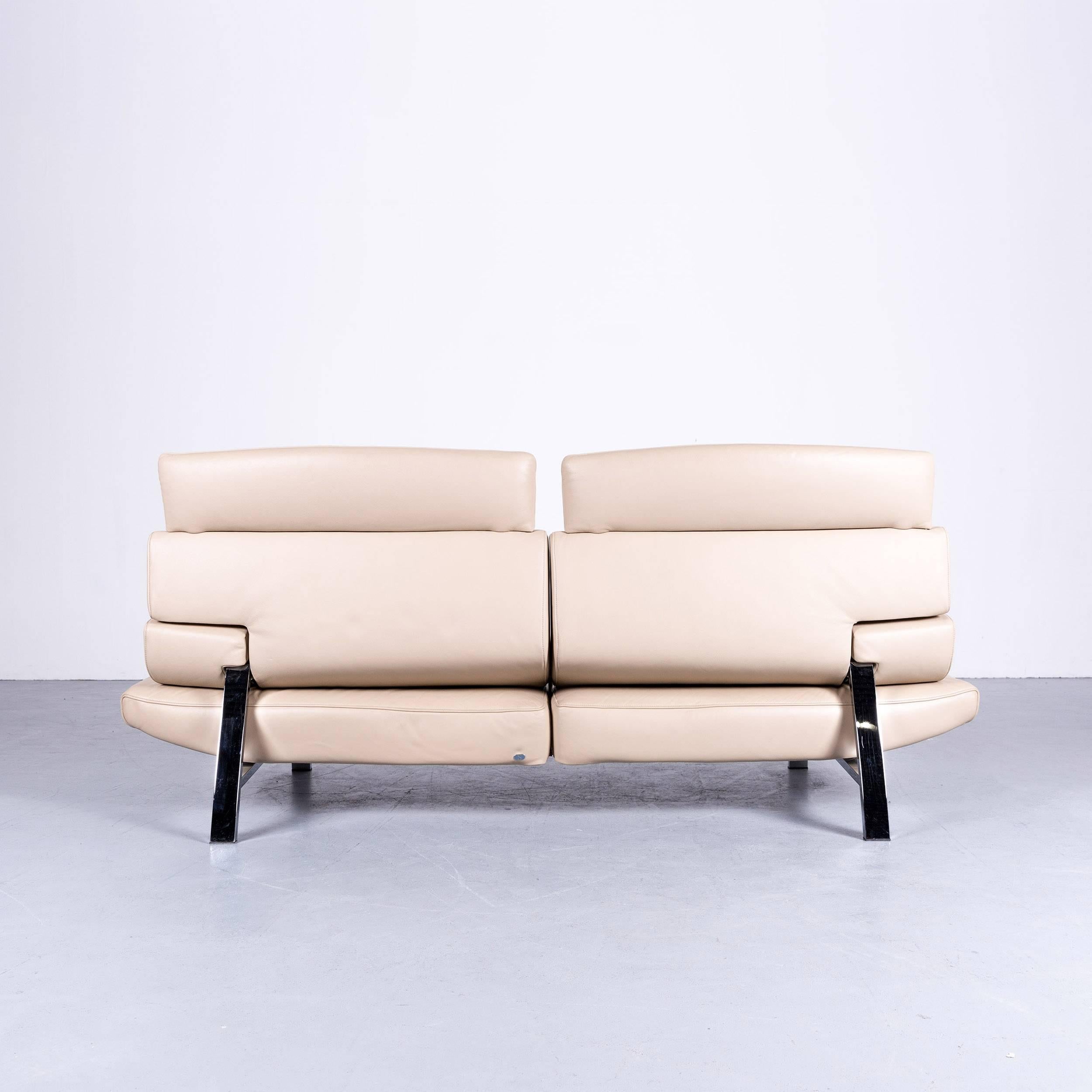 De Sede DS 451 Designer Sofa Leather Crème Beige Relax Function Two-Seat Modern 4