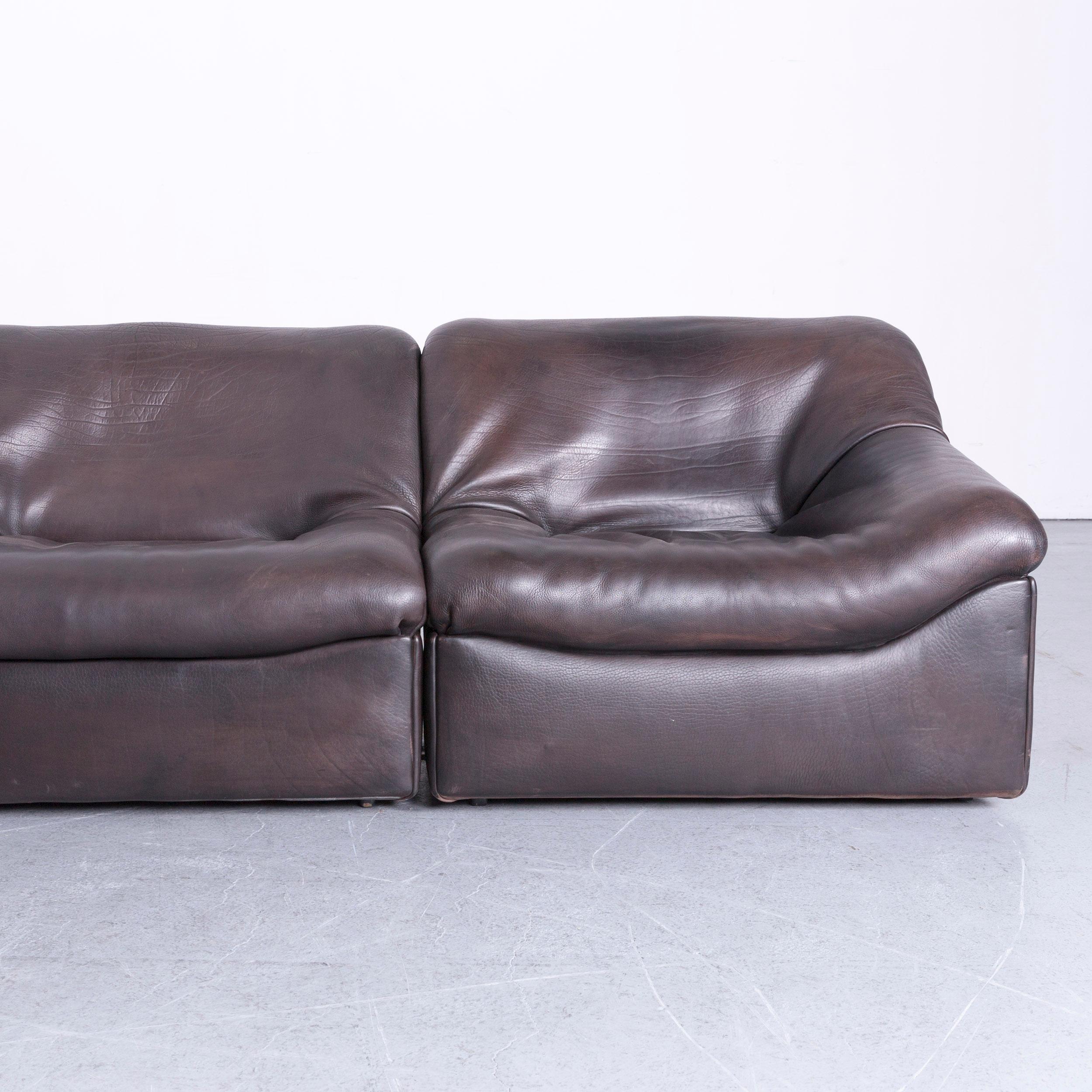 Swiss De Sede DS 46 Designer Leather Corner Sofa Brown Modular Function Couch 